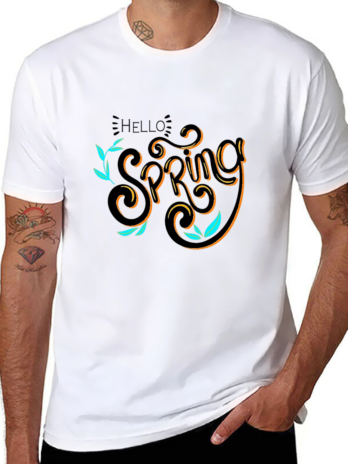 Hello Spring Black T-Shirt Graphic Tee