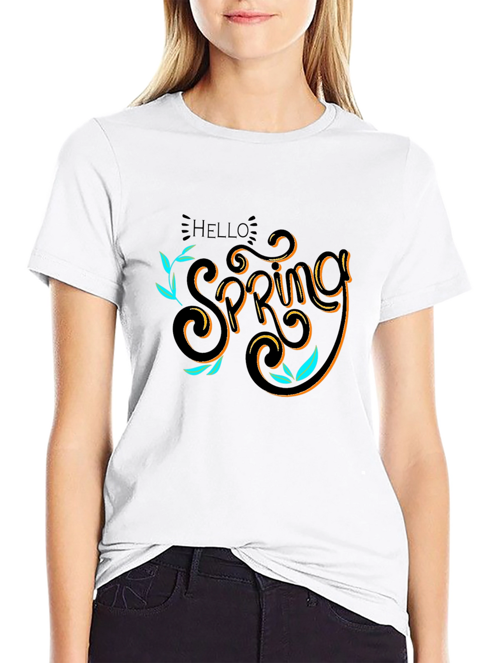 Hello Spring Black T-Shirt Graphic Tee