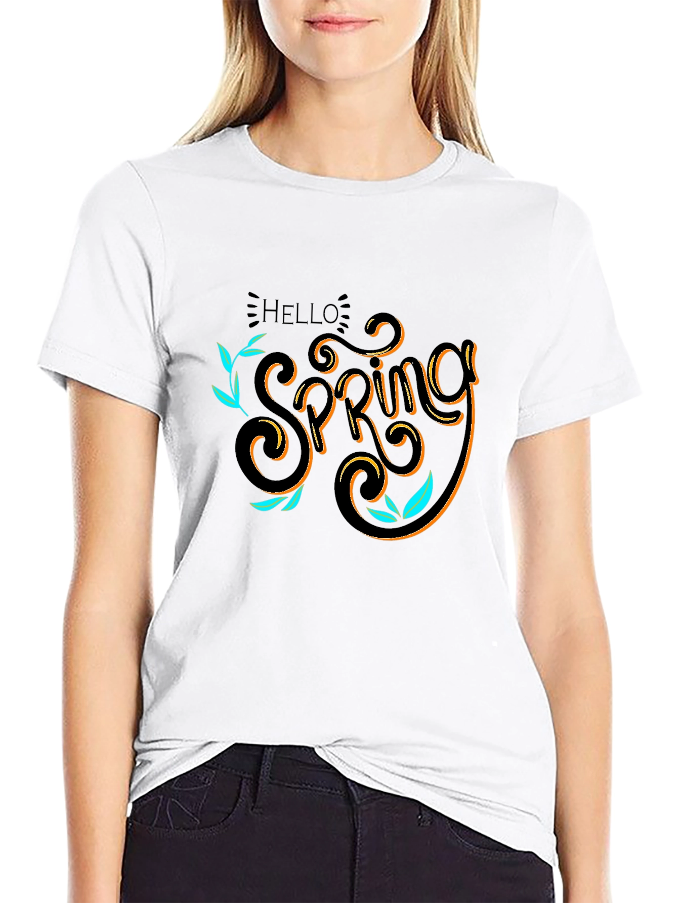 Hello Spring Black T-Shirt Graphic Tee