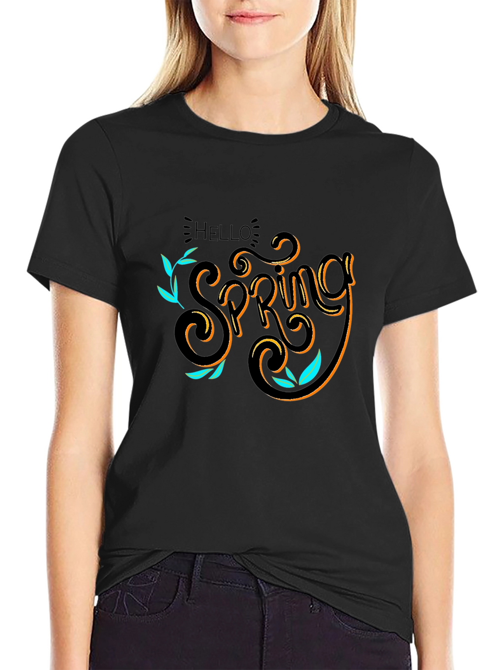 Hello Spring Black T-Shirt Graphic Tee