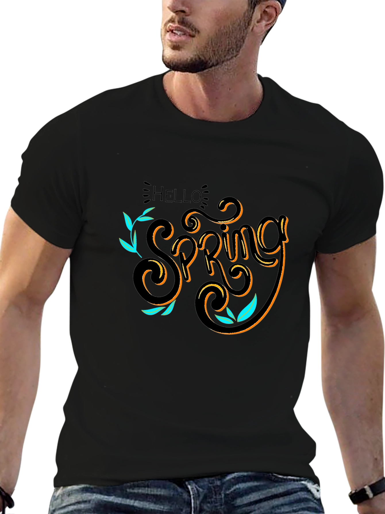 Hello Spring Black T-Shirt Graphic Tee