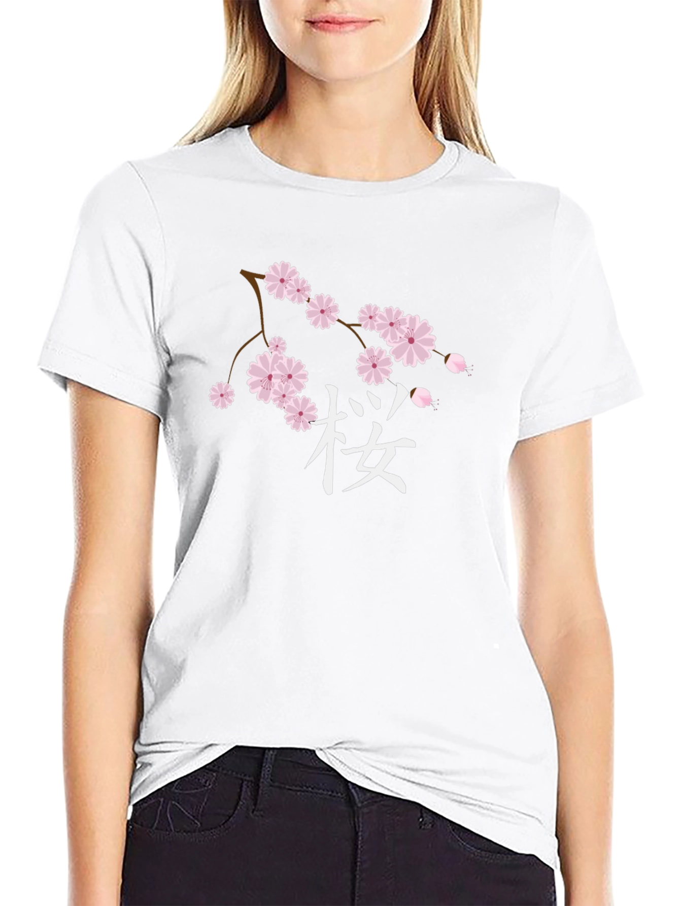 Cherry Blossom Graphic Black T-Shirt