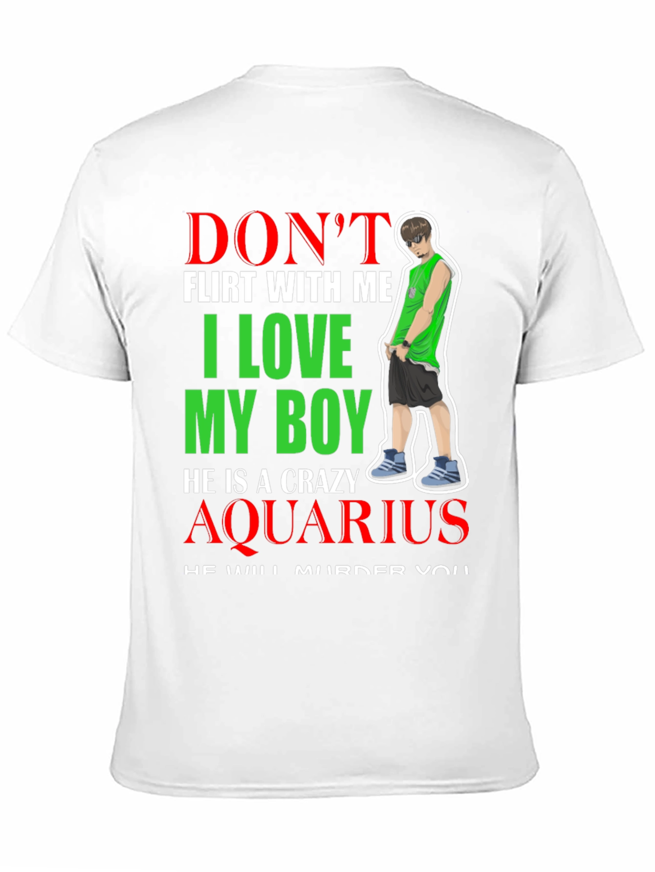 Dont Flirt Crazy Aquarius Boy Graphic Tee