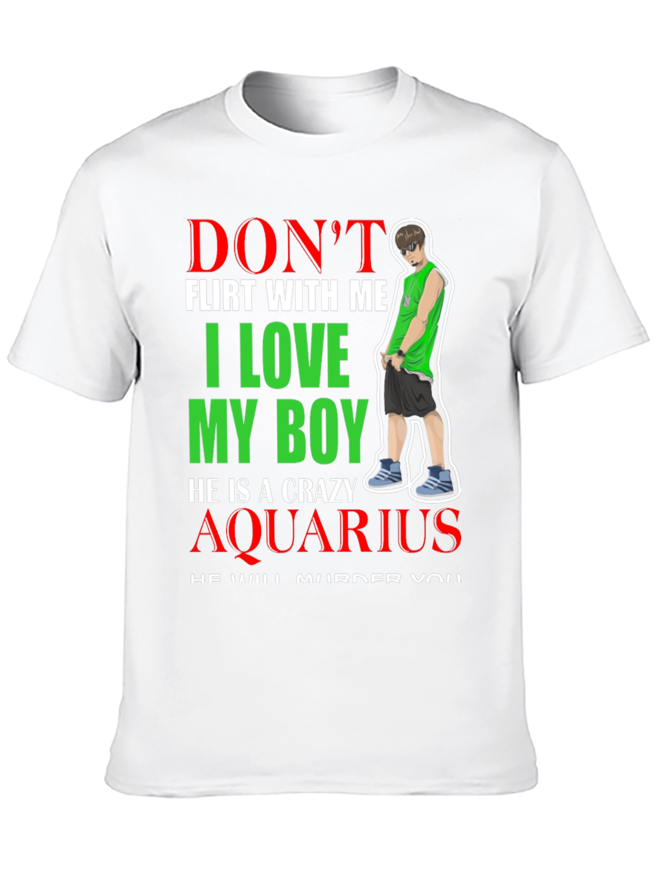 Dont Flirt Crazy Aquarius Boy Graphic Tee