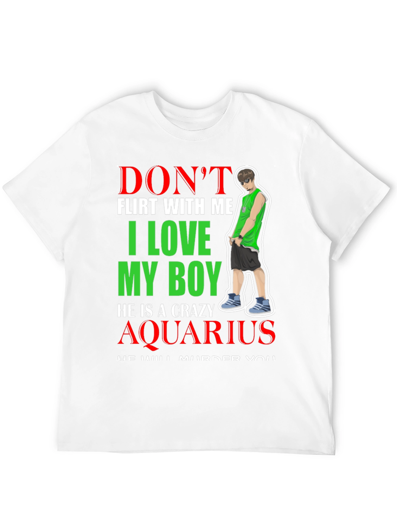 Dont Flirt Crazy Aquarius Boy Graphic Tee