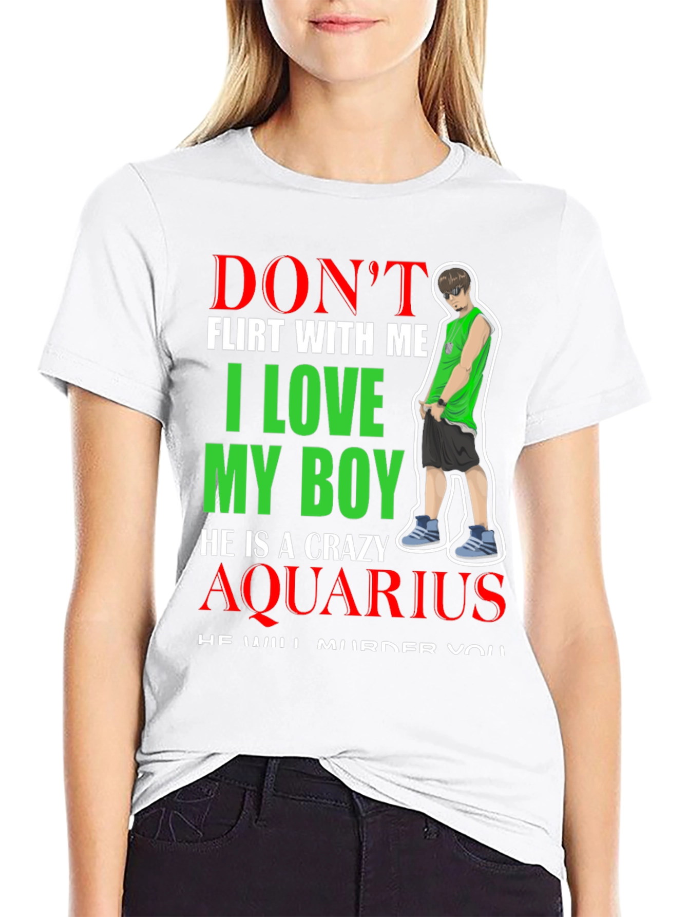 Dont Flirt Crazy Aquarius Boy Graphic Tee