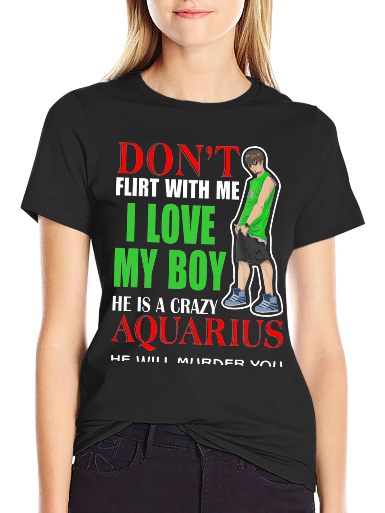 Dont Flirt Crazy Aquarius Boy Graphic Tee