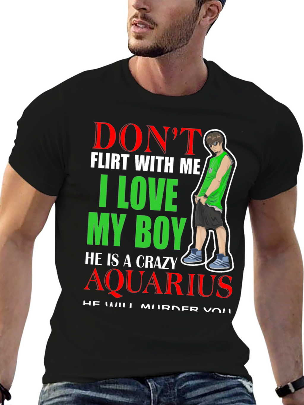 Dont Flirt Crazy Aquarius Boy Graphic Tee