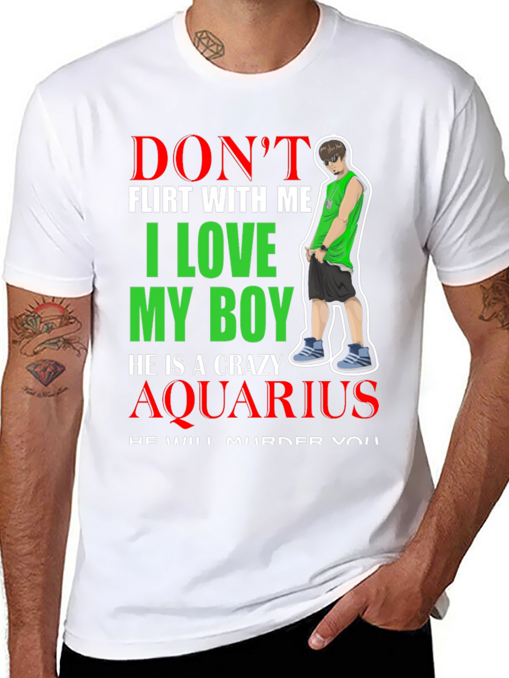 Dont Flirt Crazy Aquarius Boy Graphic Tee