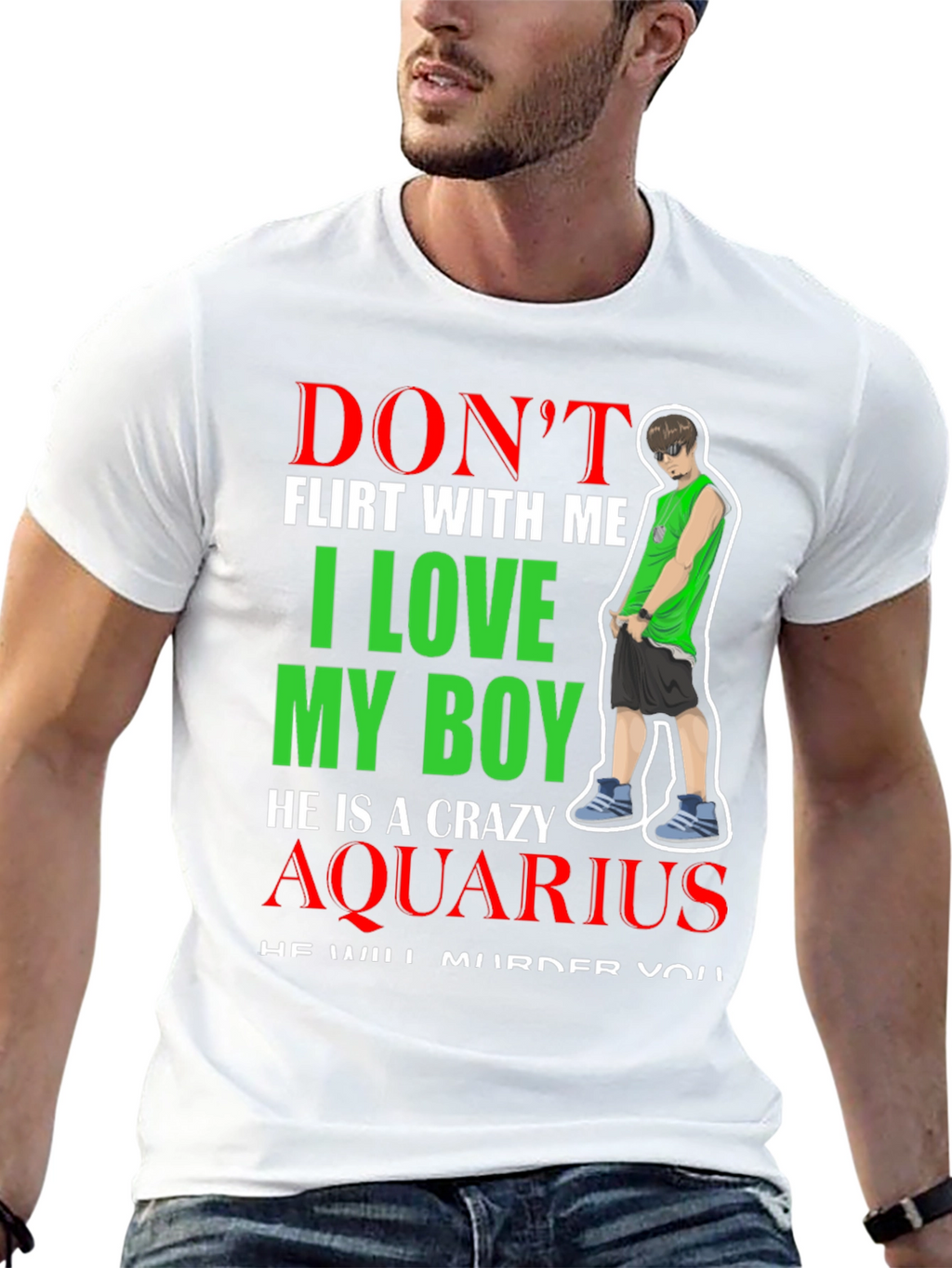 Dont Flirt Crazy Aquarius Boy Graphic Tee