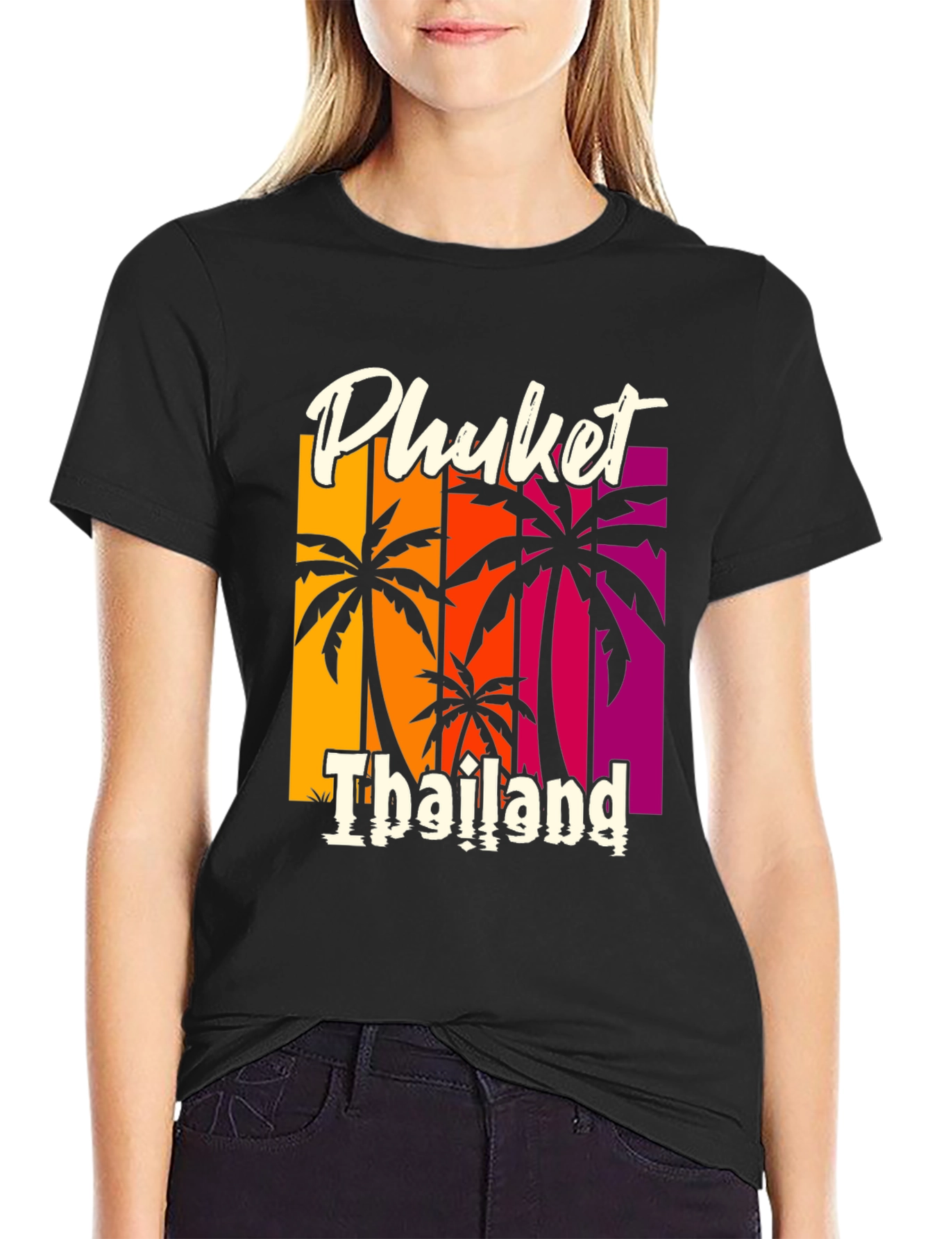 Phuket Thailand Palm Tree Graphic Tee - Vacation Style