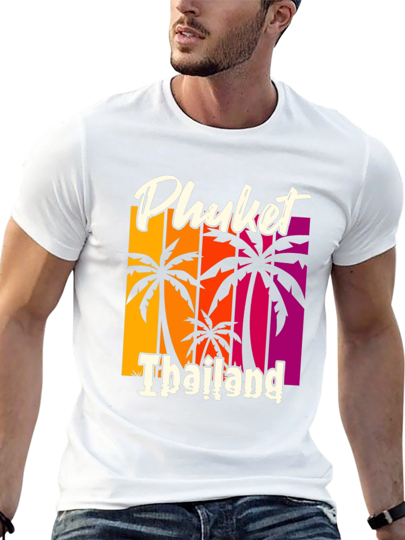 Phuket Thailand Palm Tree Graphic Tee - Vacation Style