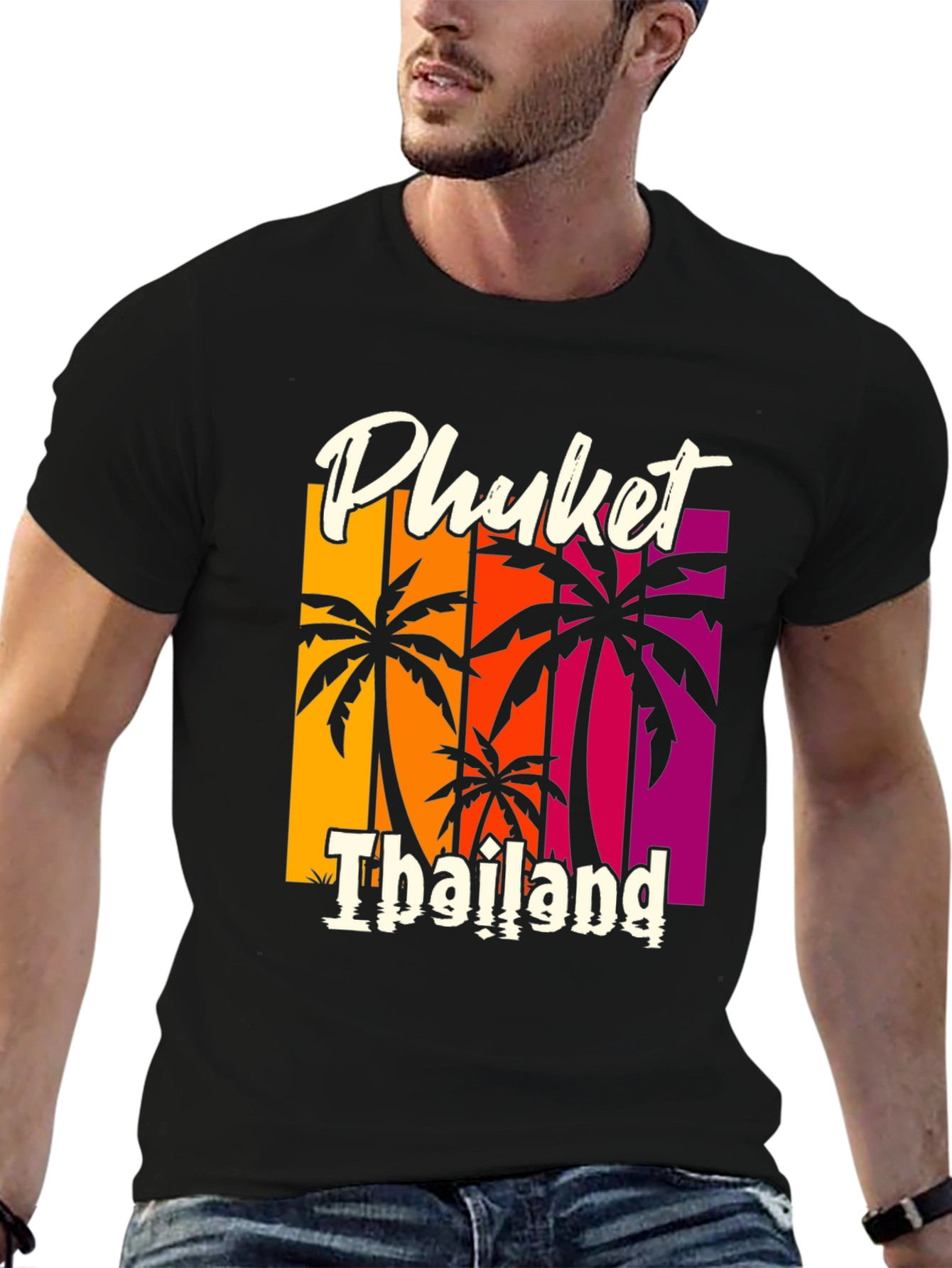 Phuket Thailand Palm Tree Graphic Tee - Vacation Style