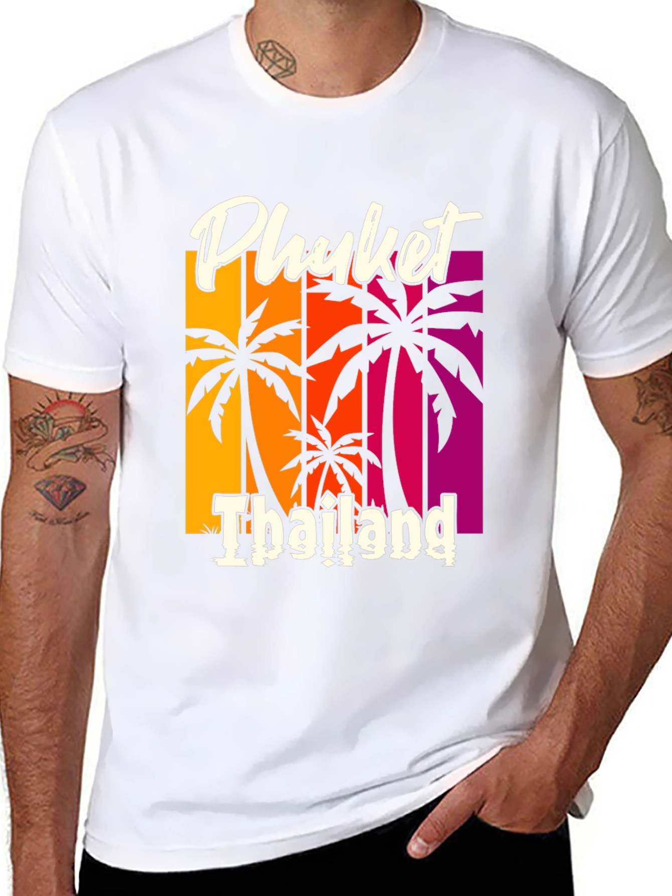 Phuket Thailand Palm Tree Graphic Tee - Vacation Style