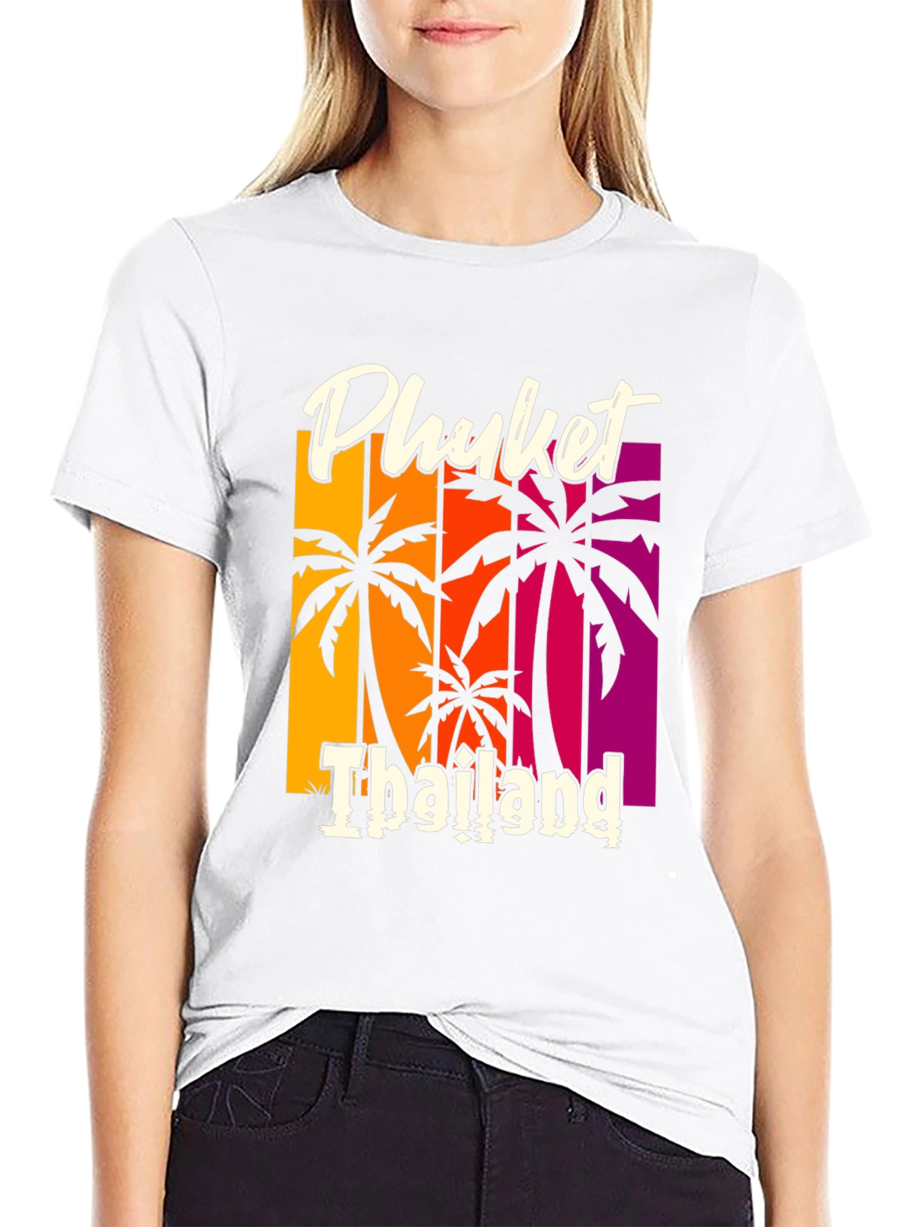 Phuket Thailand Palm Tree Graphic Tee - Vacation Style