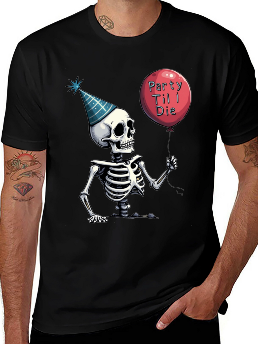 Party Til I Die Skeleton Graphic Tee