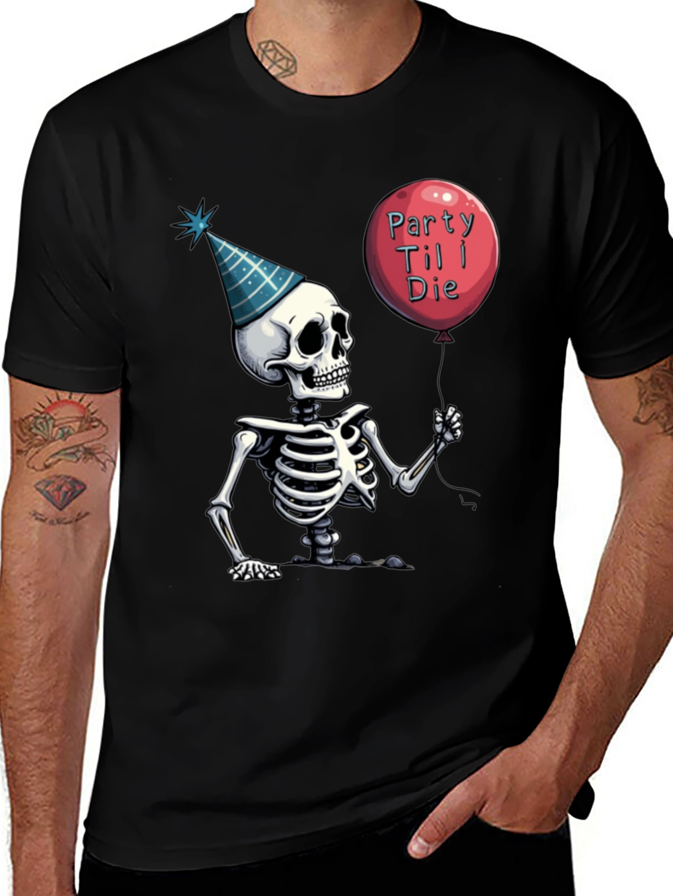 Party Til I Die Skeleton Graphic Tee