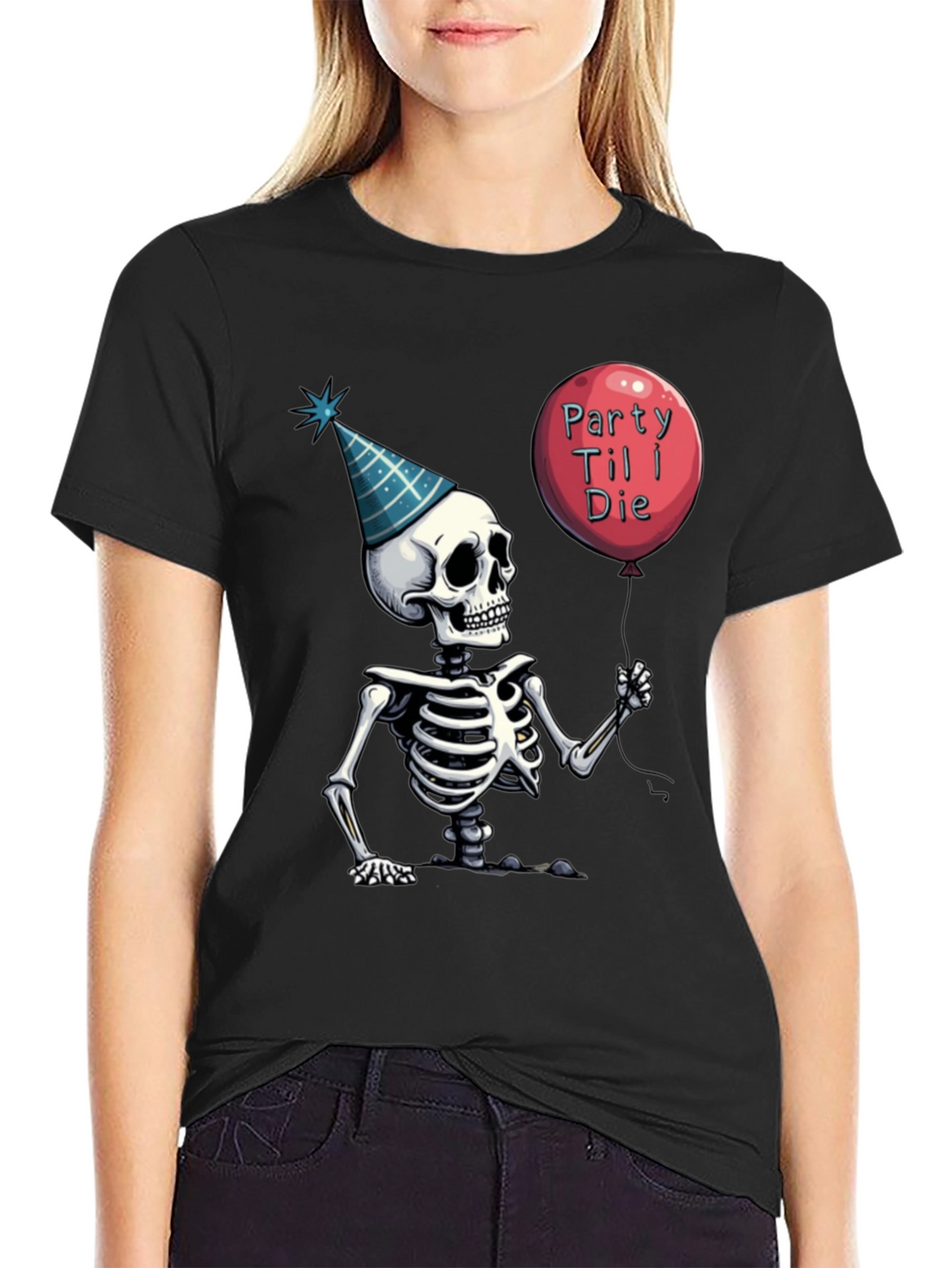 Party Til I Die Skeleton Graphic Tee