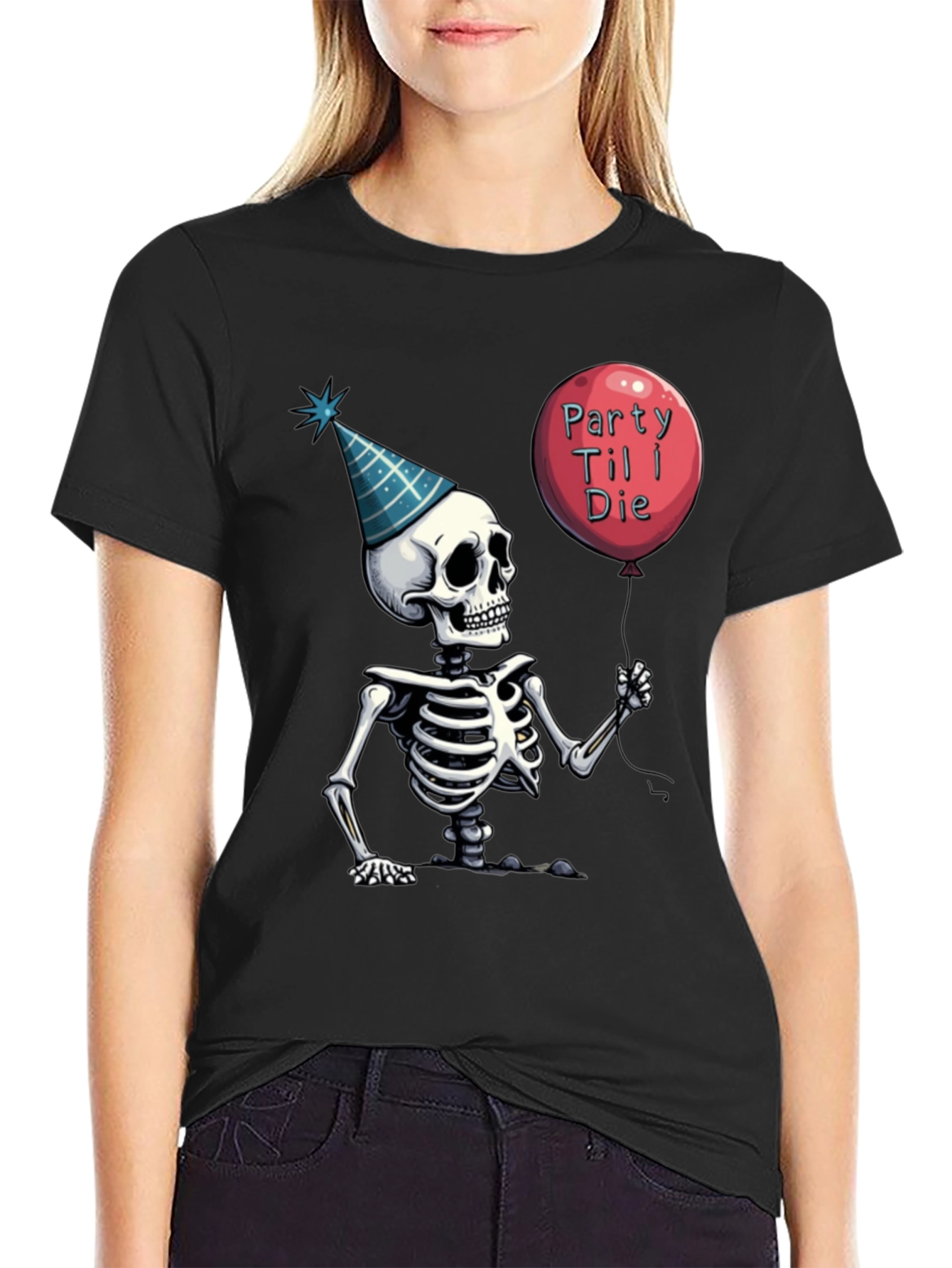 Party Til I Die Skeleton Graphic Tee
