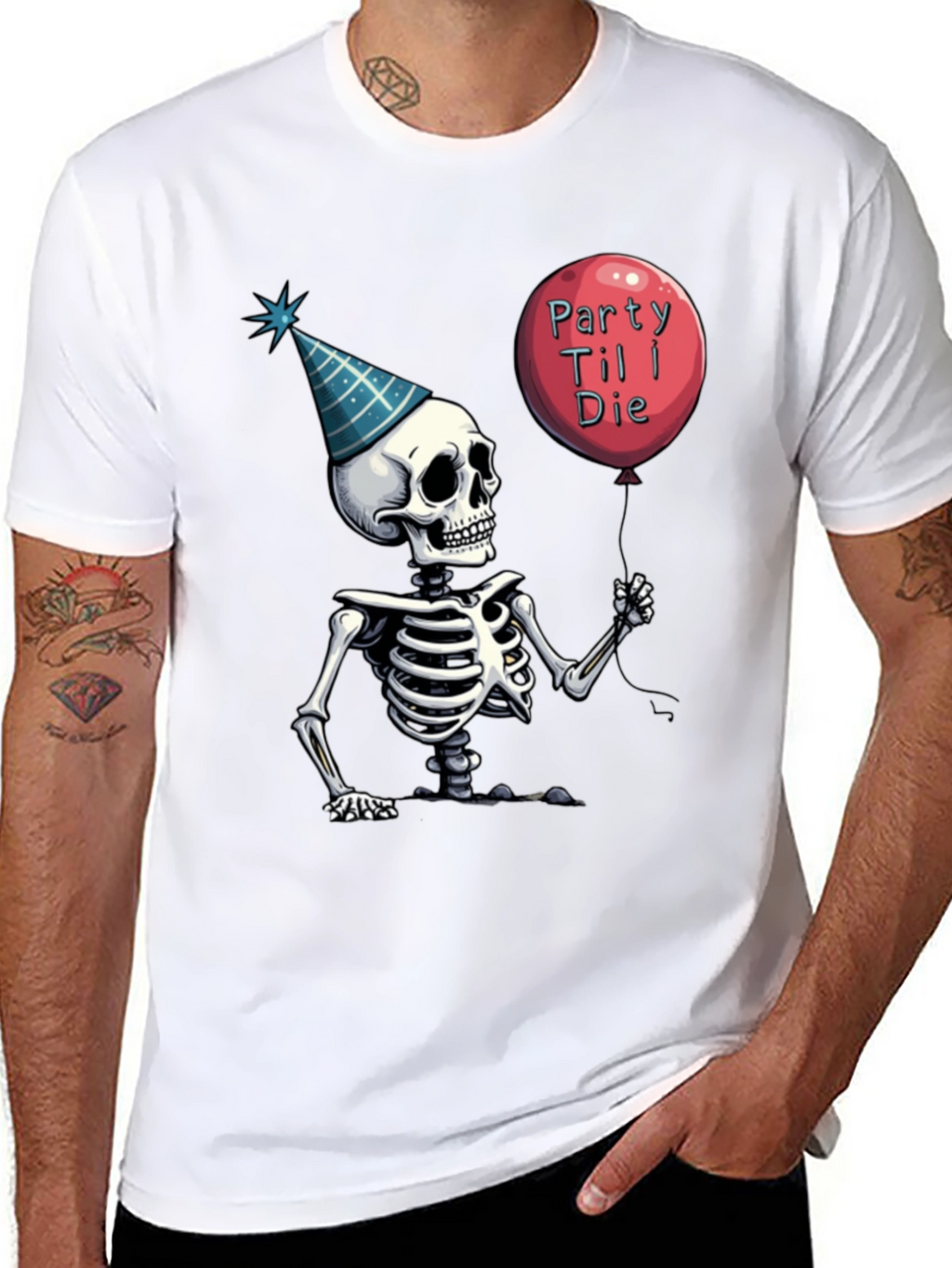 Party Til I Die Skeleton Graphic Tee
