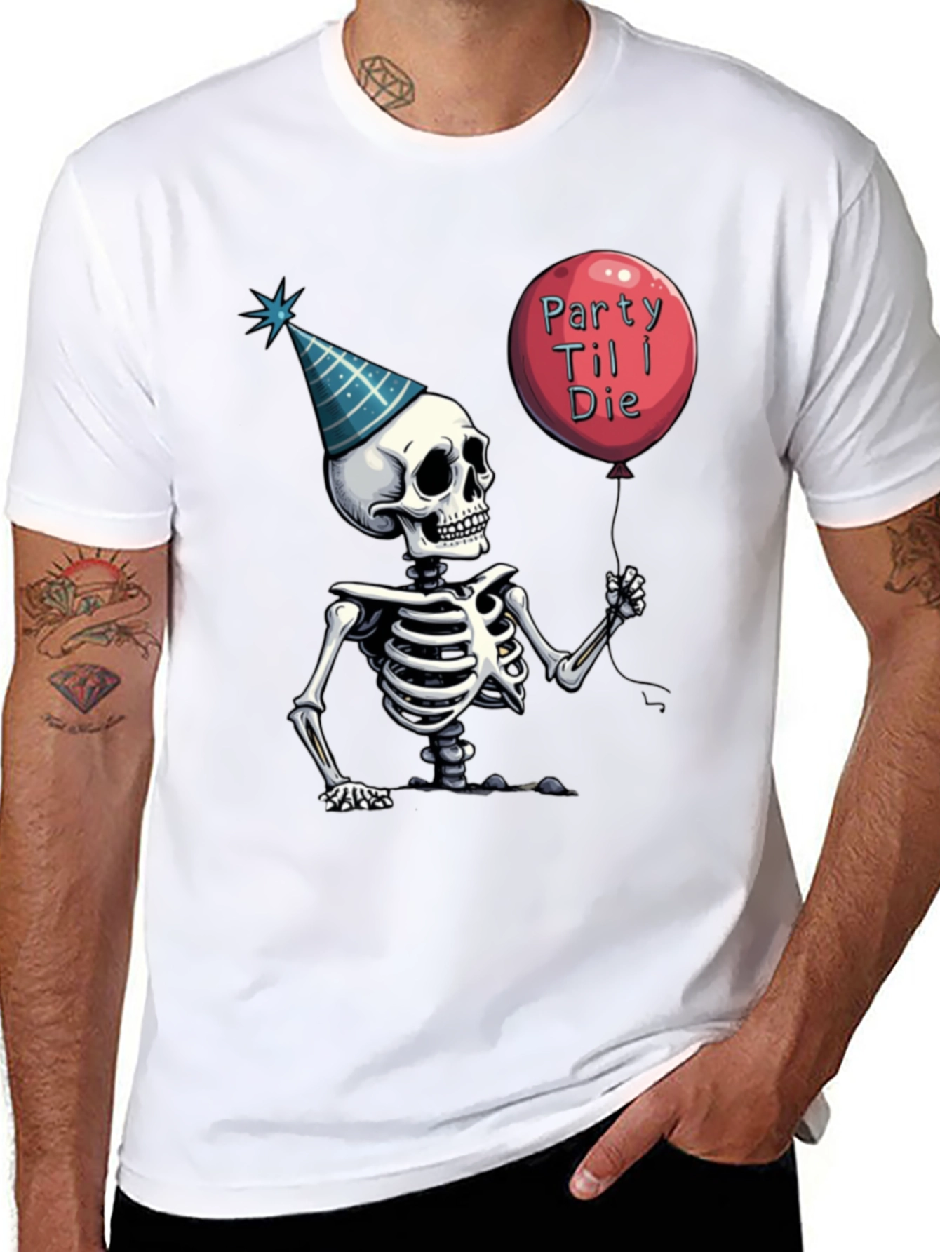 Party Til I Die Skeleton Graphic Tee