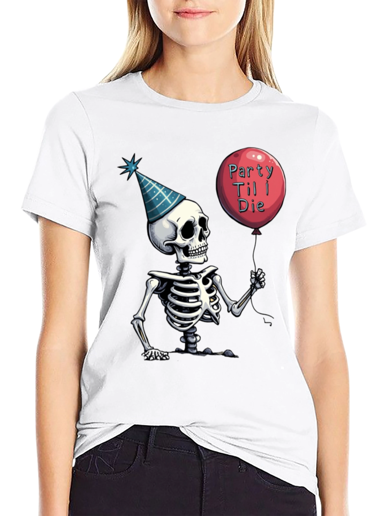 Party Til I Die Skeleton Graphic Tee