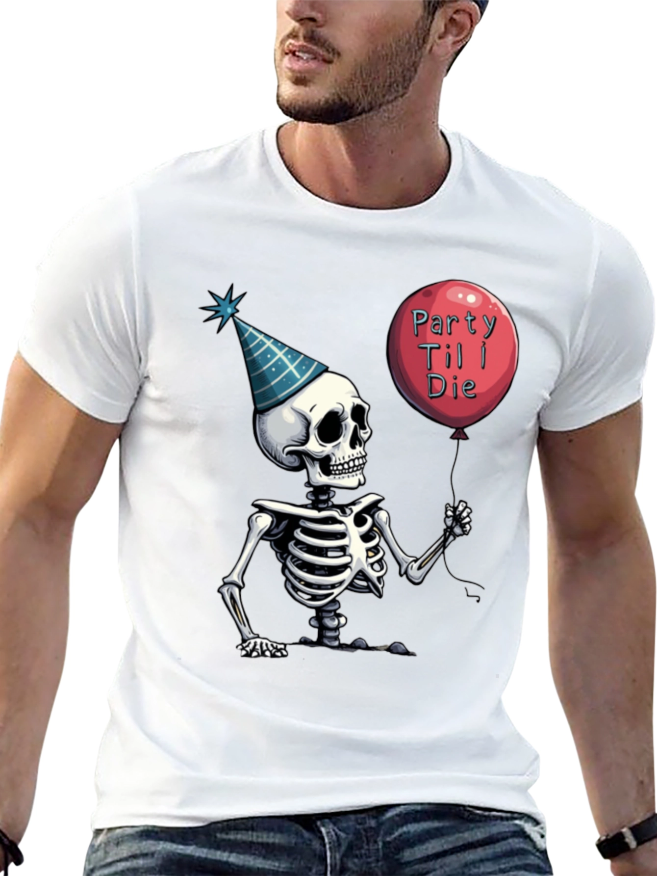 Party Til I Die Skeleton Graphic Tee