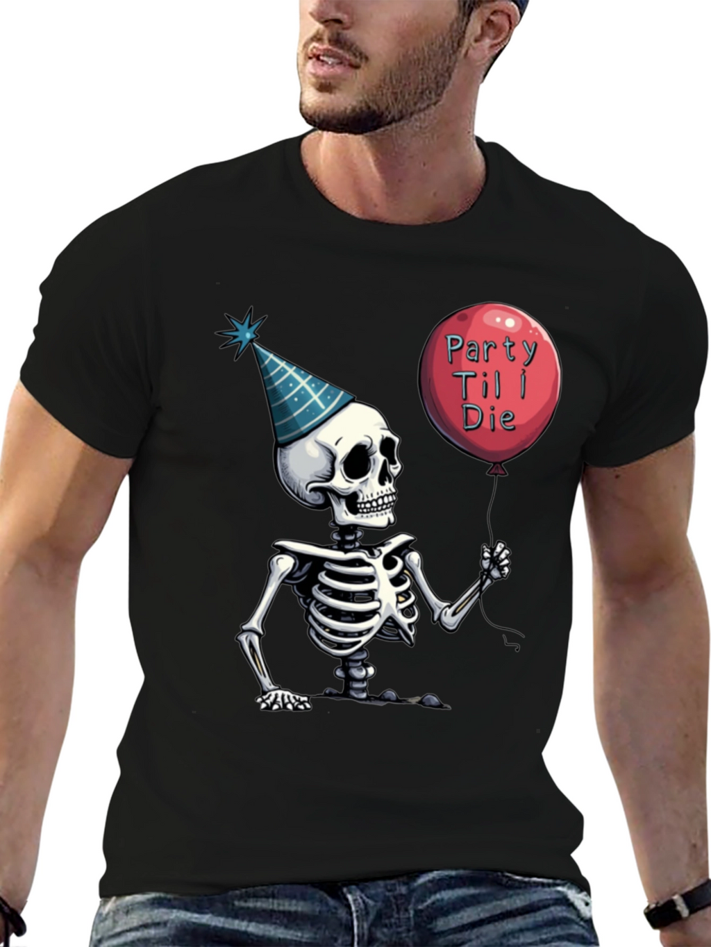 Party Til I Die Skeleton Graphic Tee
