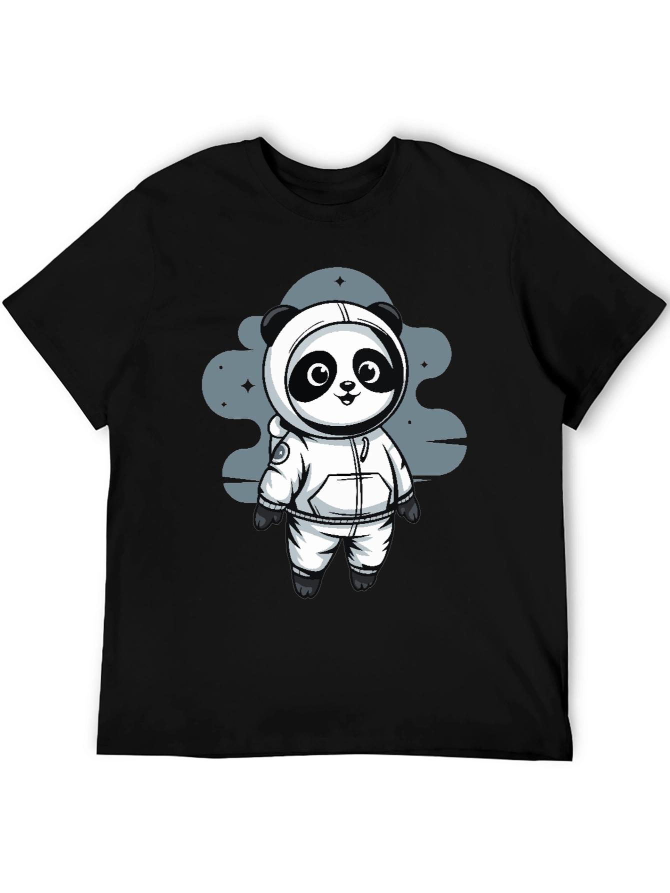 Astronaut Panda Black T-Shirt - Space Adventure!