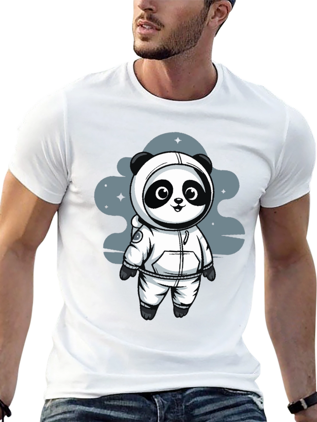 Astronaut Panda Black T-Shirt - Space Adventure!