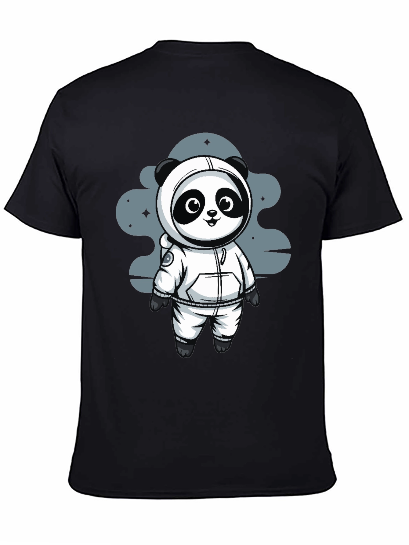 Astronaut Panda Black T-Shirt - Space Adventure!
