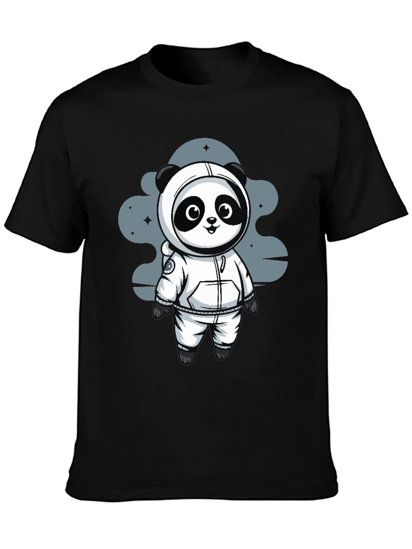 Astronaut Panda Black T-Shirt - Space Adventure!