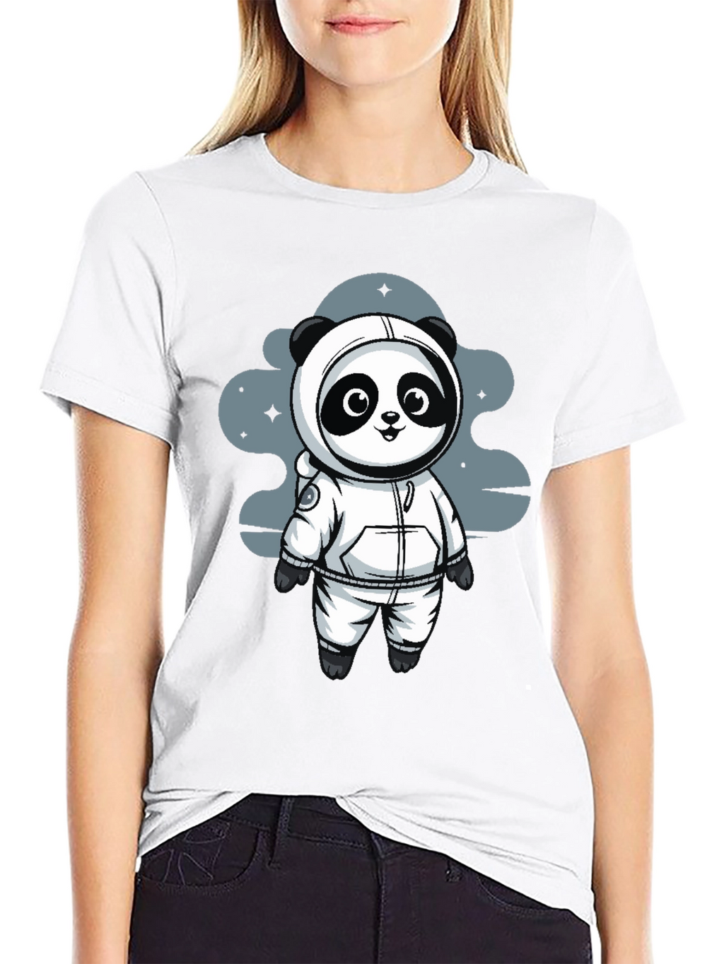 Astronaut Panda Black T-Shirt - Space Adventure!