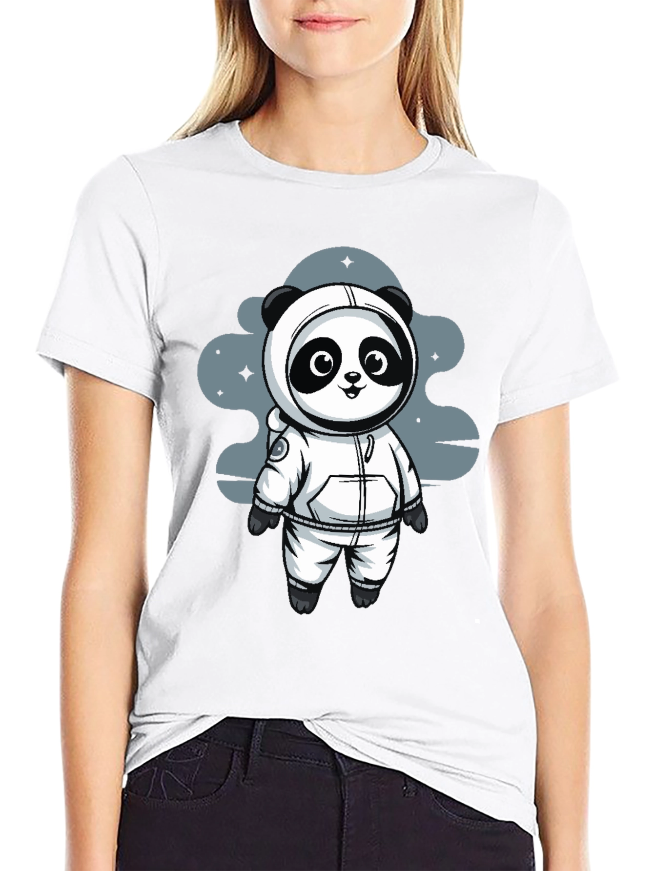 Astronaut Panda Black T-Shirt - Space Adventure!