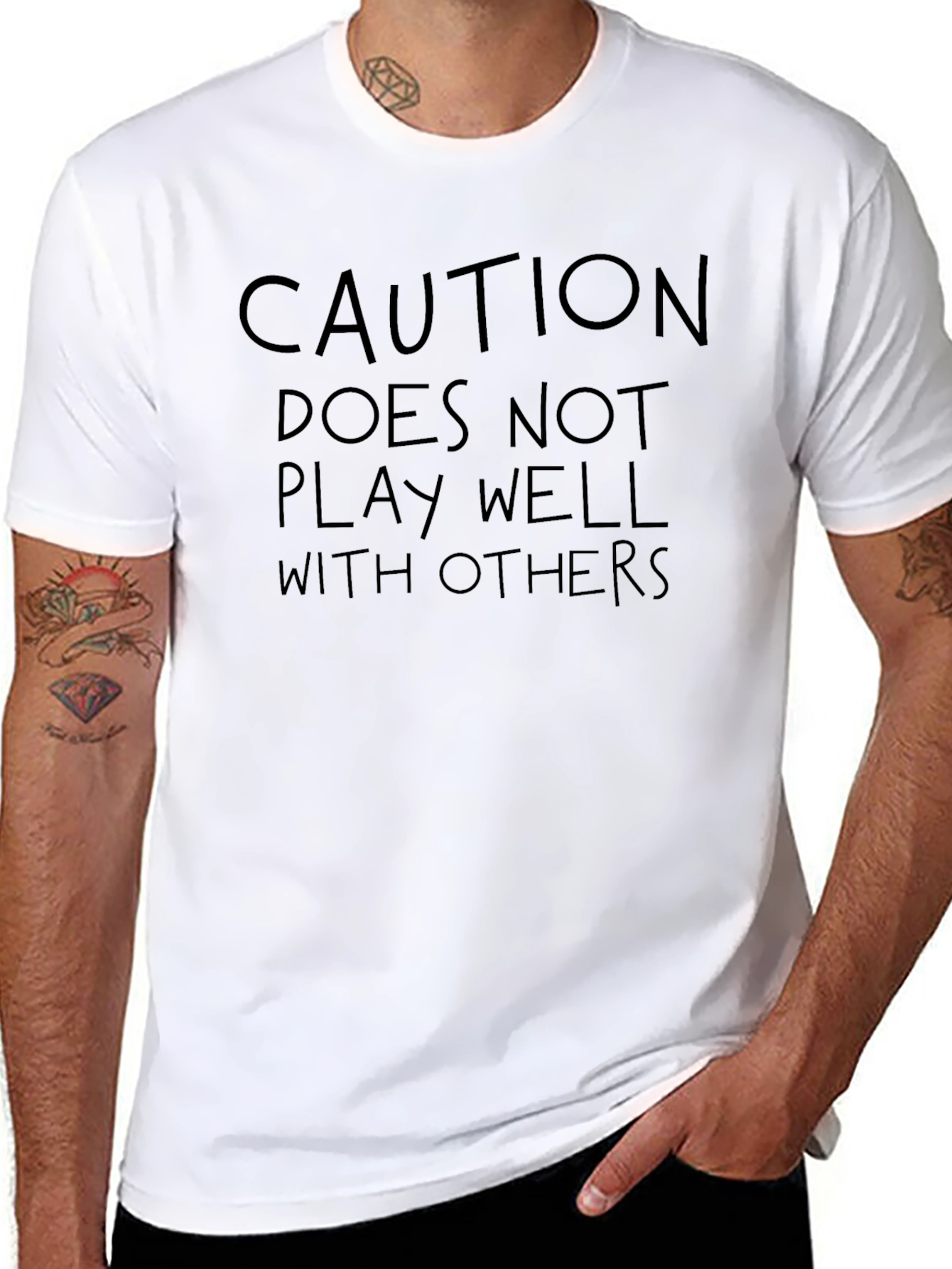 Caution T-Shirt: Doesnt Play Well With Others Funny Tee