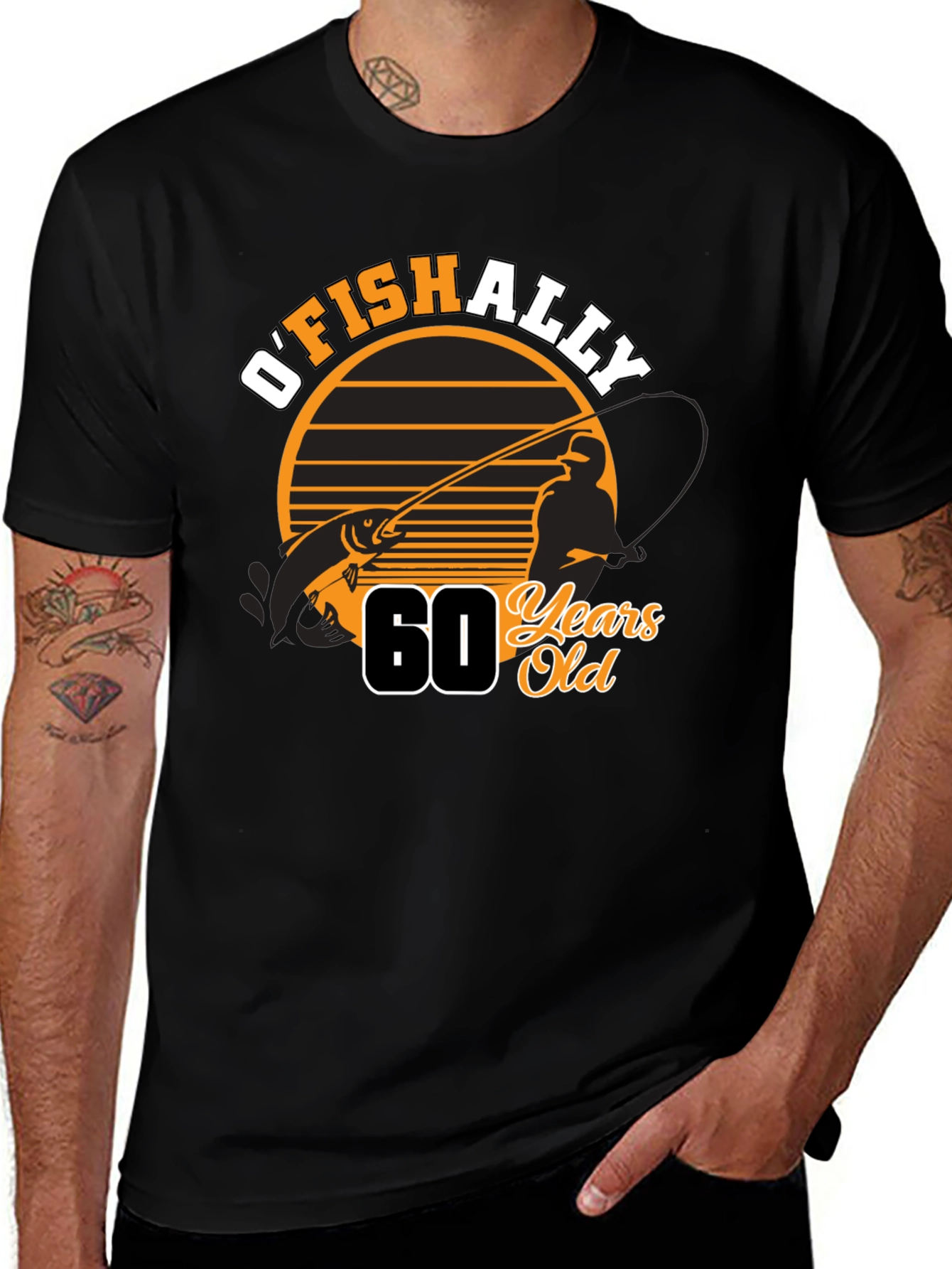 OFISHALLY 60 Years Old Fishing T-Shirt