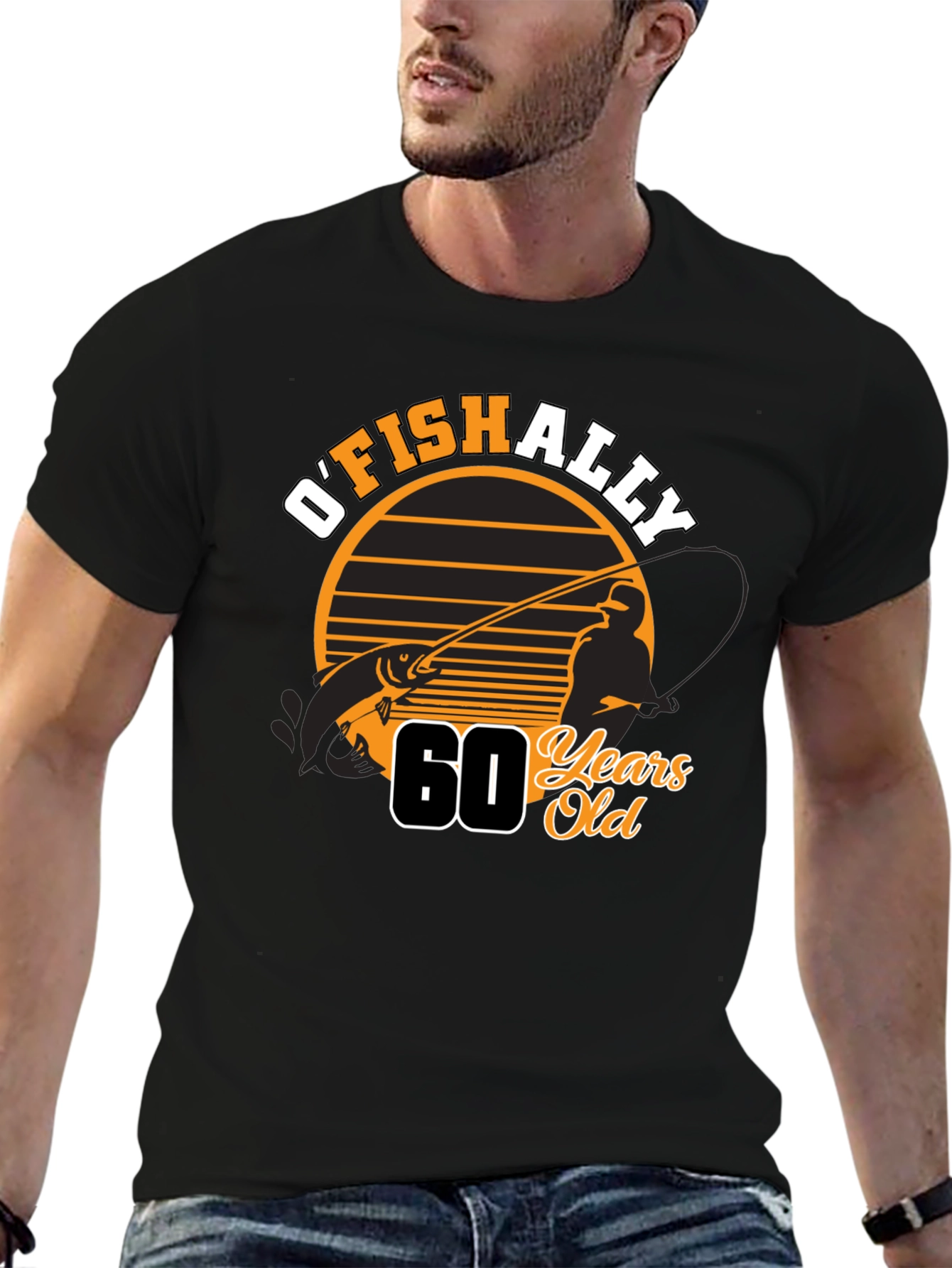 OFISHALLY 60 Years Old Fishing T-Shirt