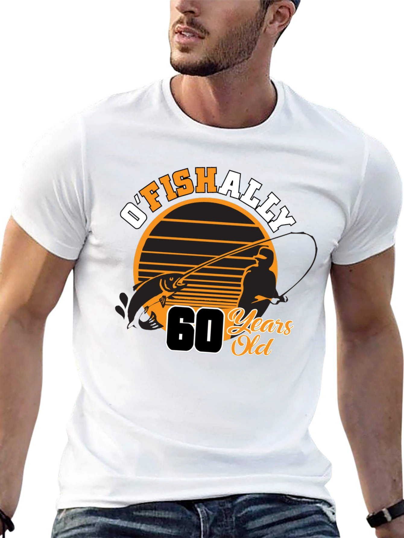 OFISHALLY 60 Years Old Fishing T-Shirt