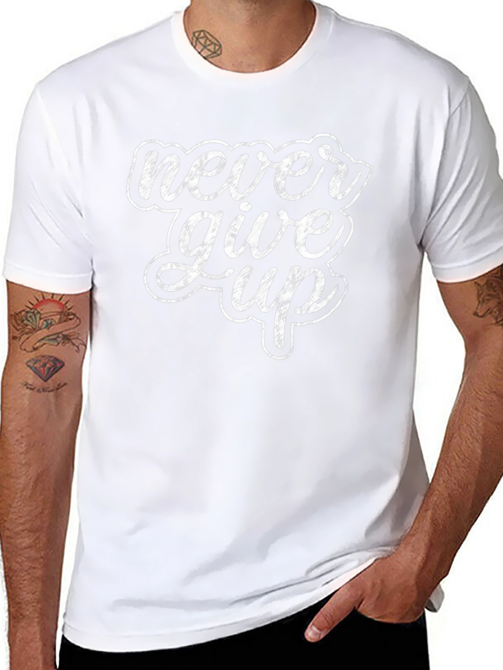 Never Give Up Graphic Print T-Shirt