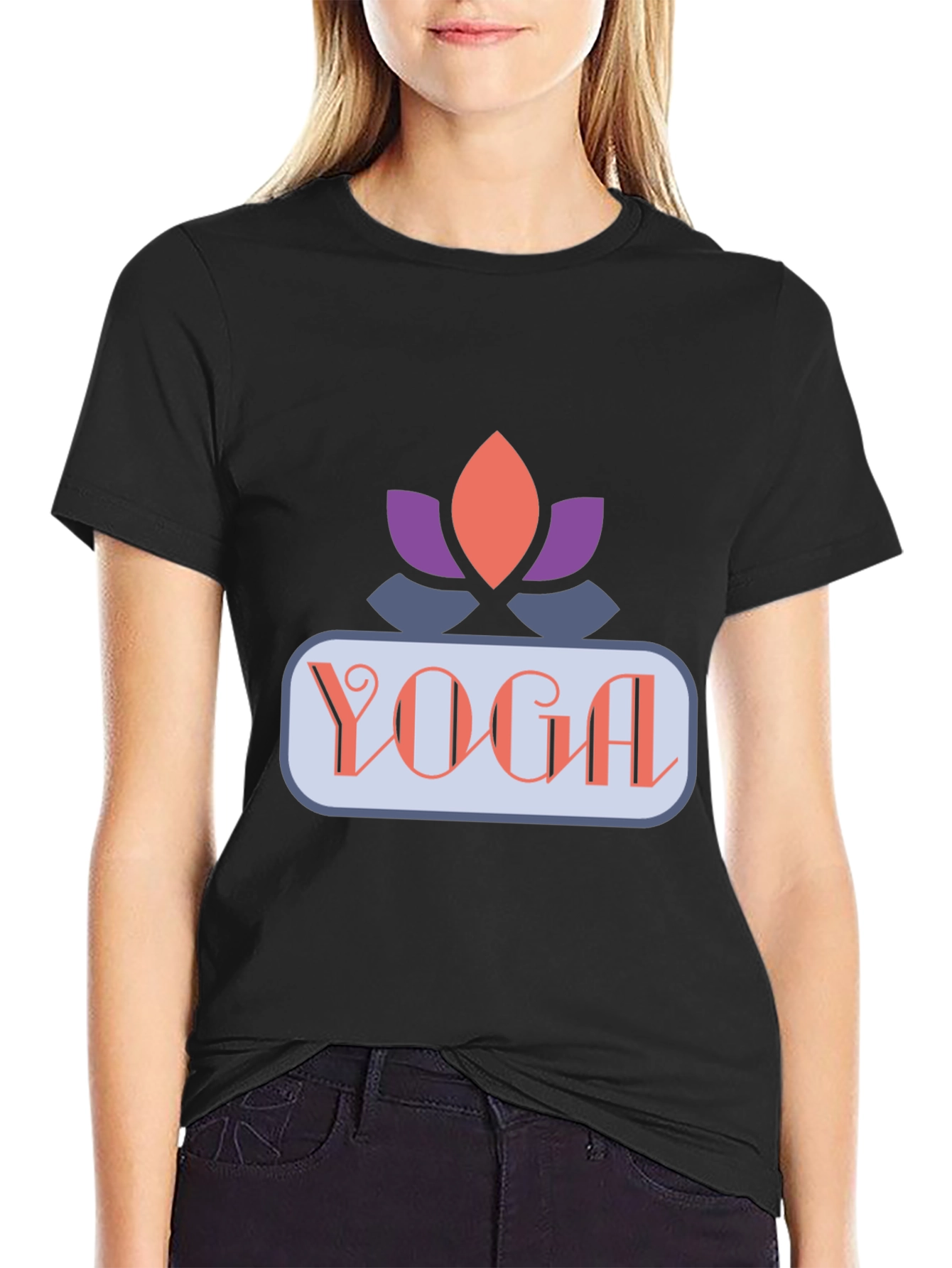 Yoga Lotus Graphic Tee - Black
