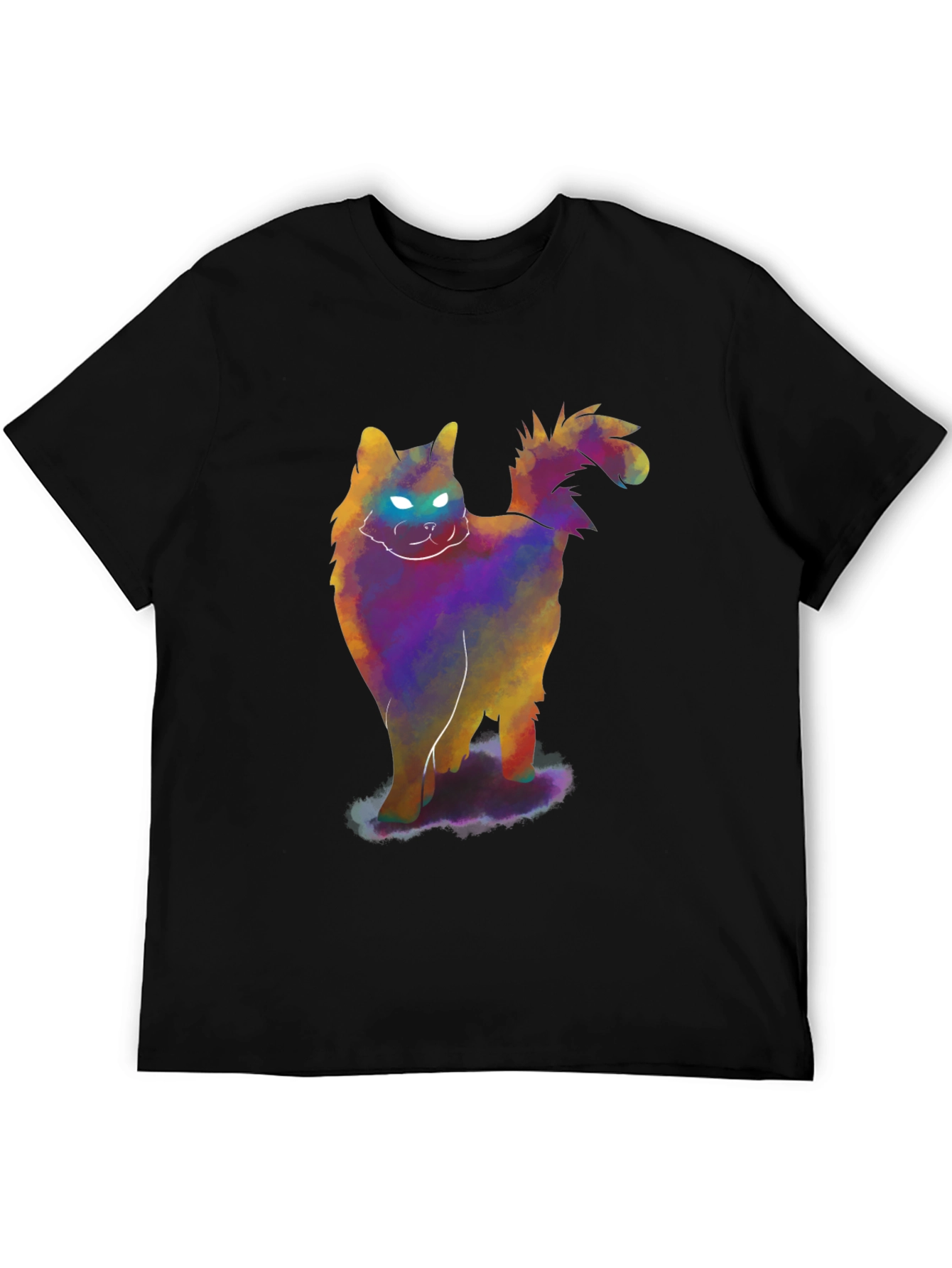 Glowing Cat T-Shirt - Mens Black Tee