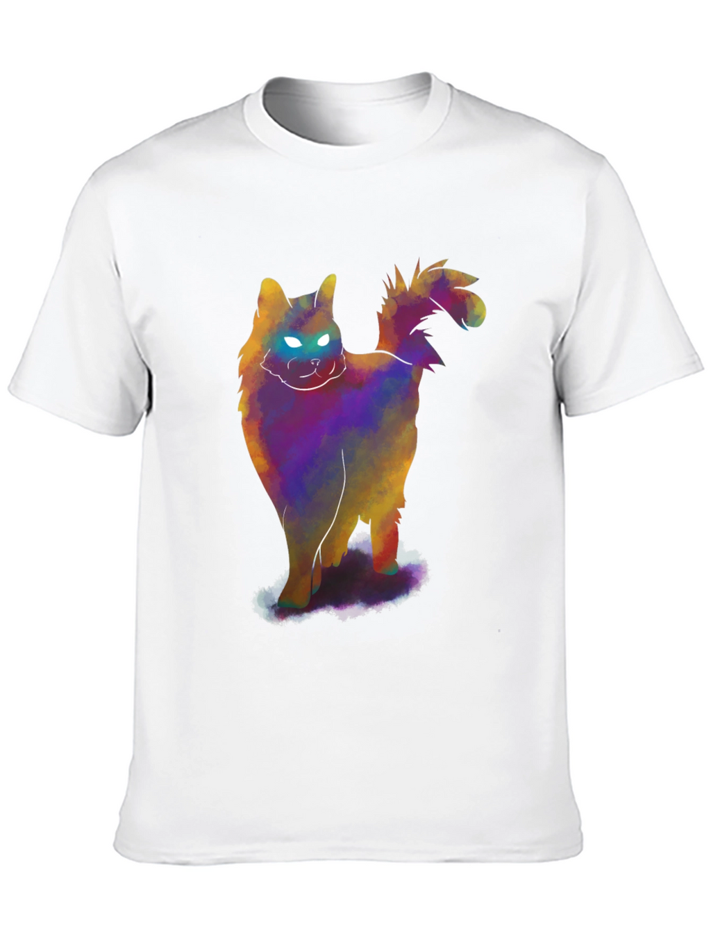 Glowing Cat T-Shirt - Mens Black Tee