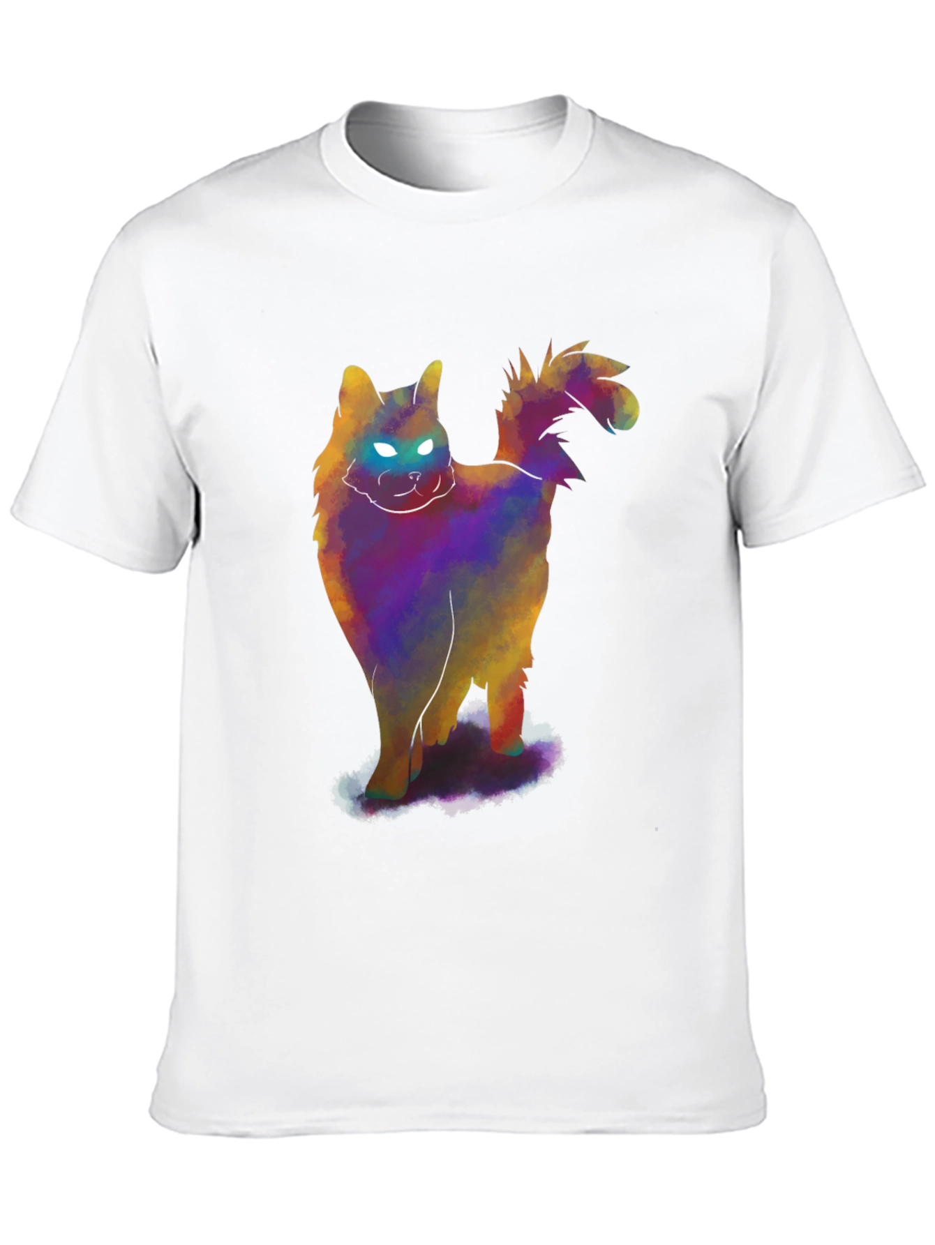 Glowing Cat T-Shirt - Mens Black Tee