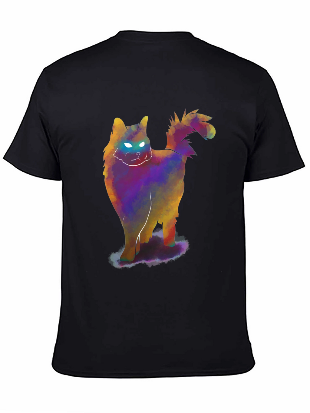 Glowing Cat T-Shirt - Mens Black Tee