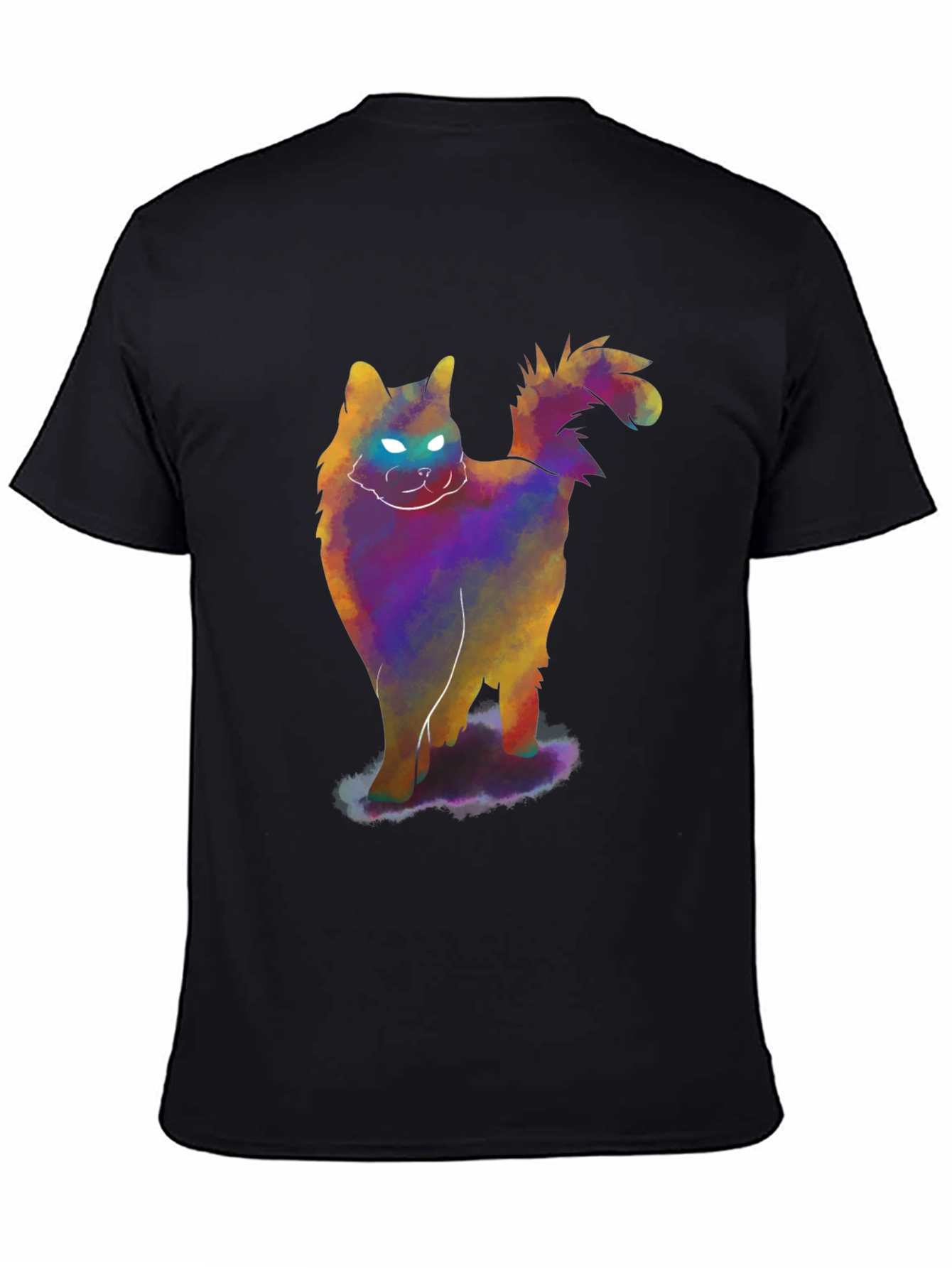 Glowing Cat T-Shirt - Mens Black Tee