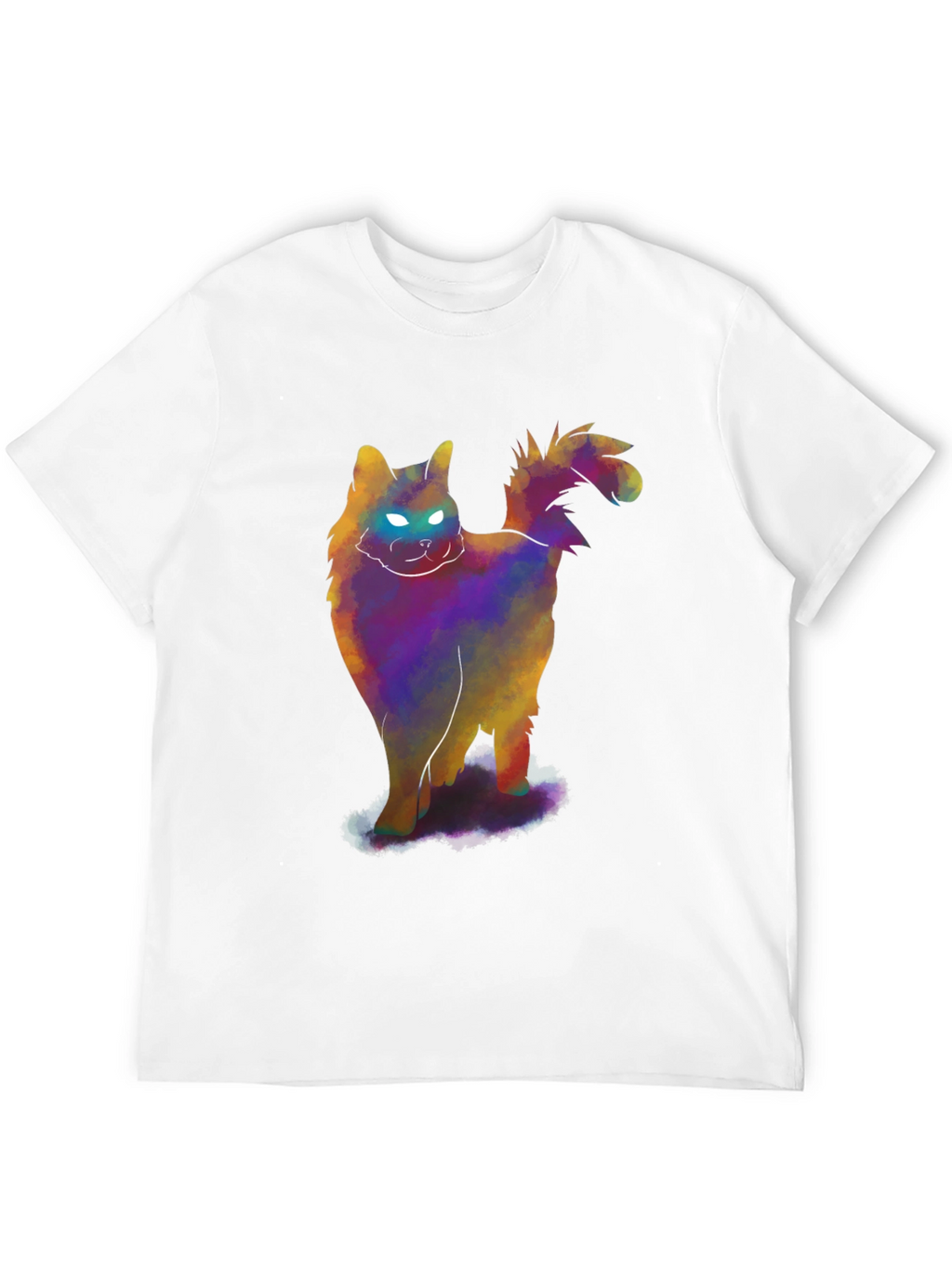 Glowing Cat T-Shirt - Mens Black Tee