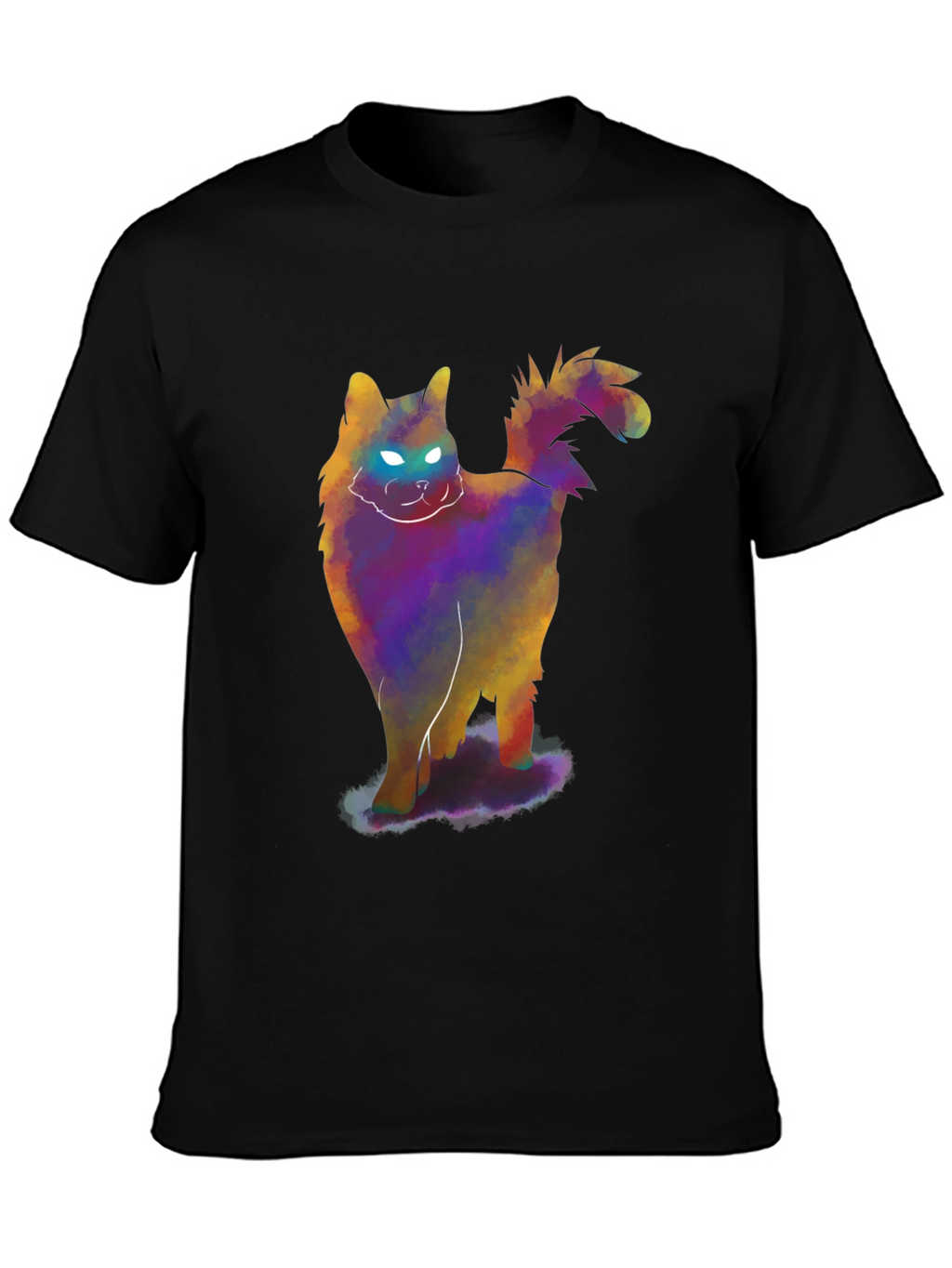 Glowing Cat T-Shirt - Mens Black Tee