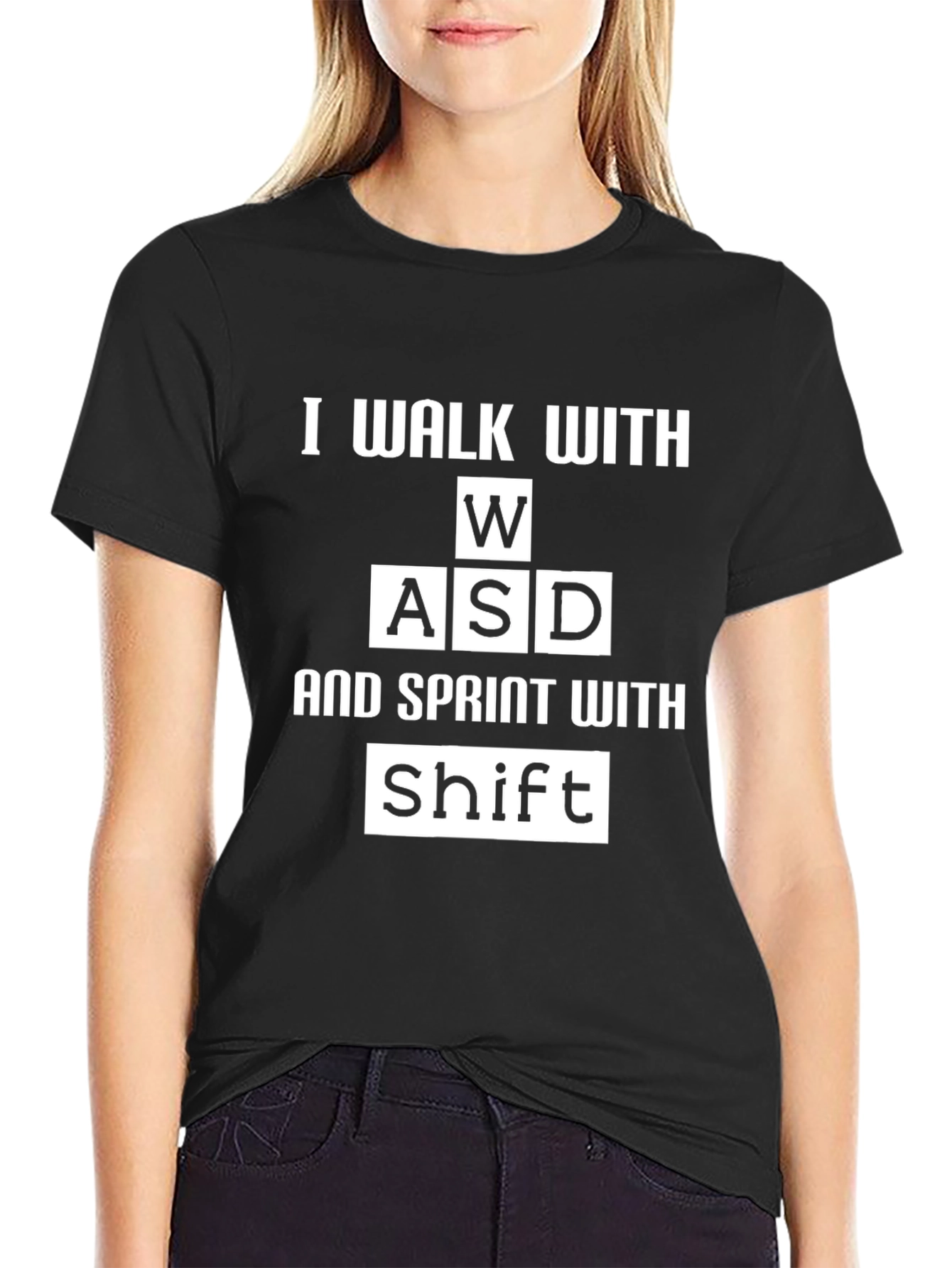 Gamer T-Shirt: WASD & Shift Keys - Walk & Sprint