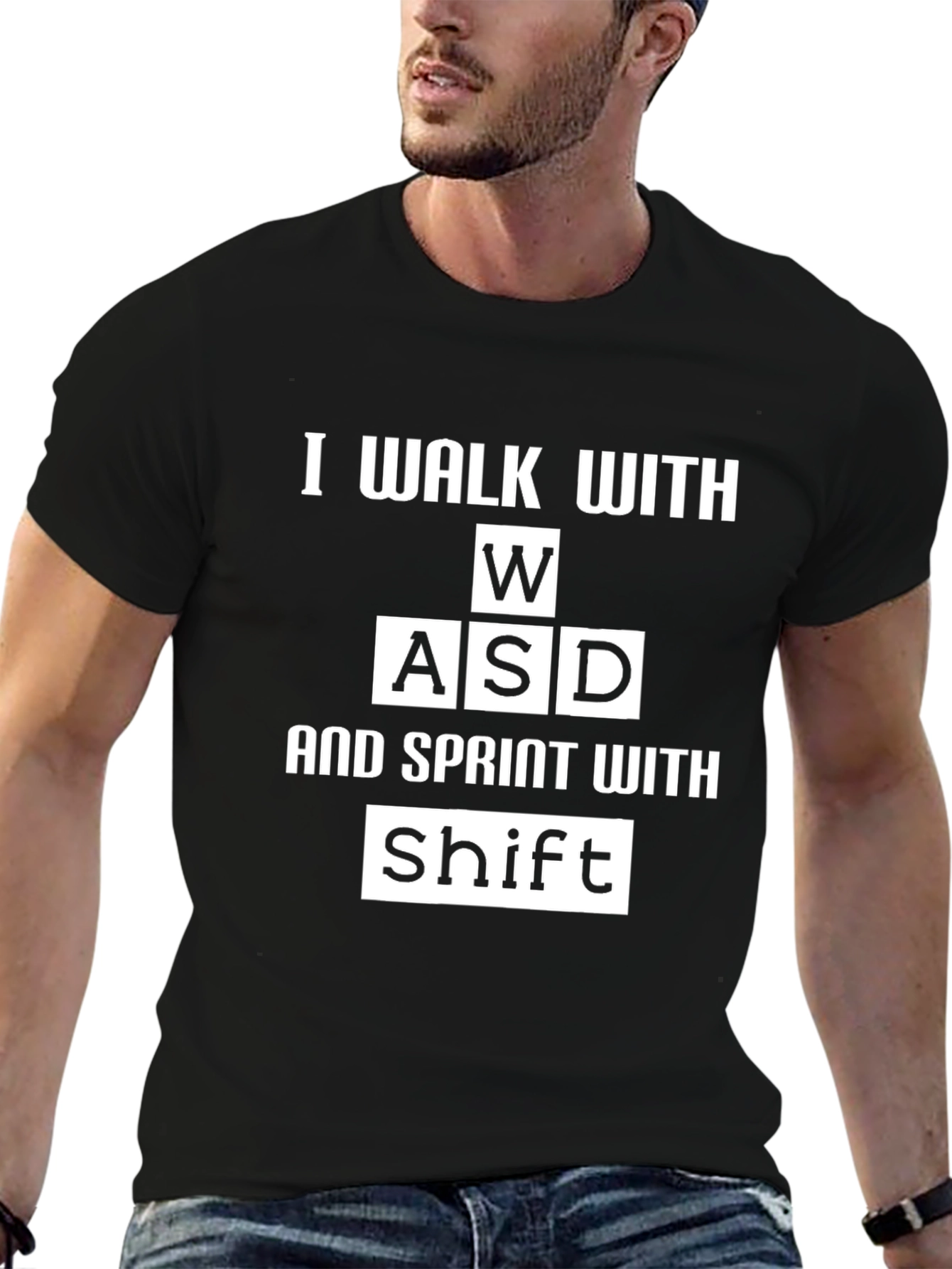 Gamer T-Shirt: WASD & Shift Keys - Walk & Sprint