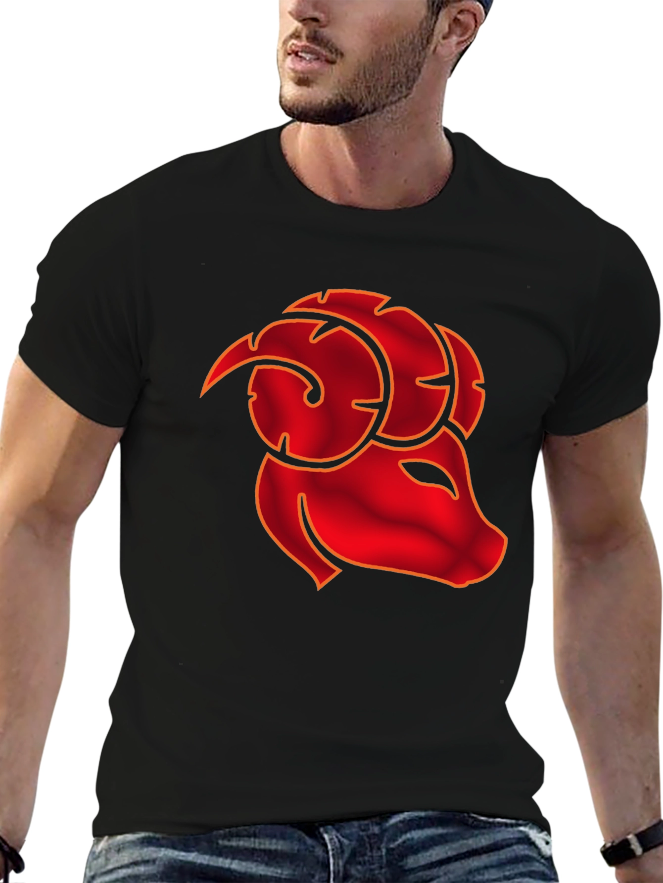 Aries Zodiac T-Shirt - Black Cotton Tee for Men